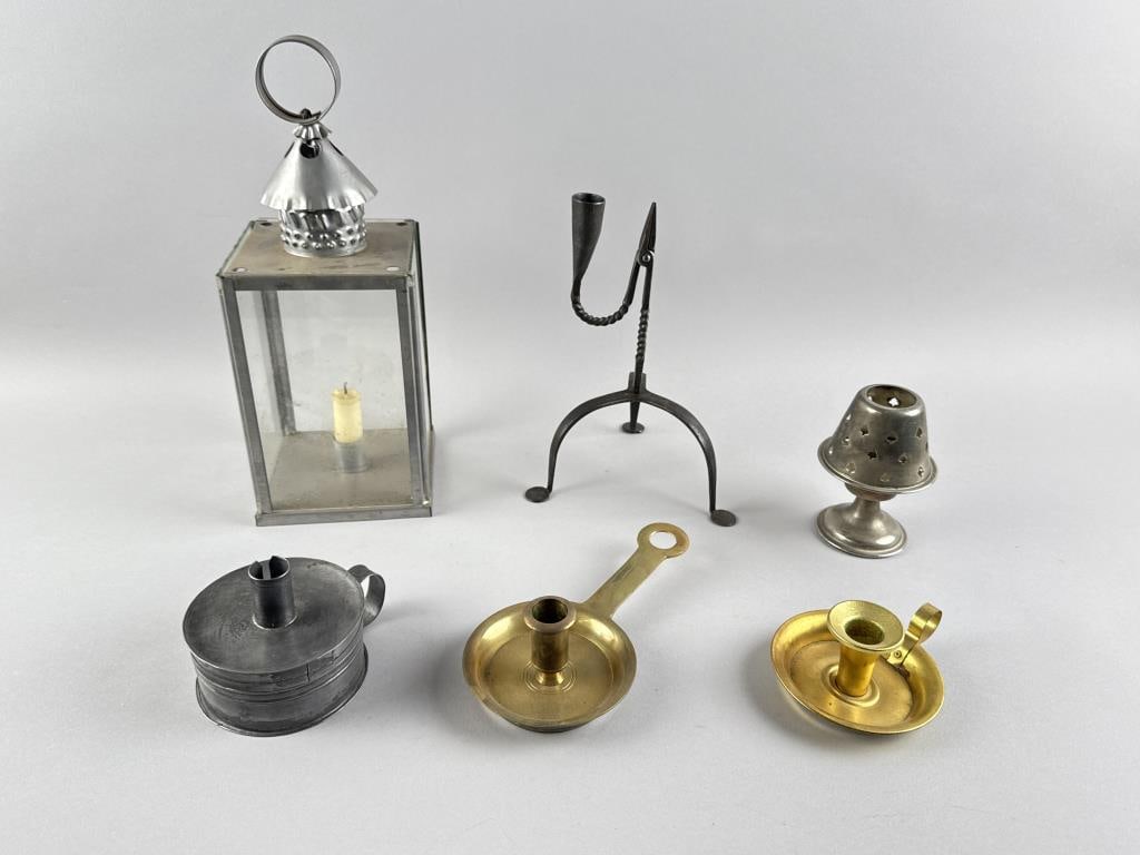 SIX REPRODUCTION LIGHTING ITEMS 20th Century Heights from 2" to 14". (1 of 2)