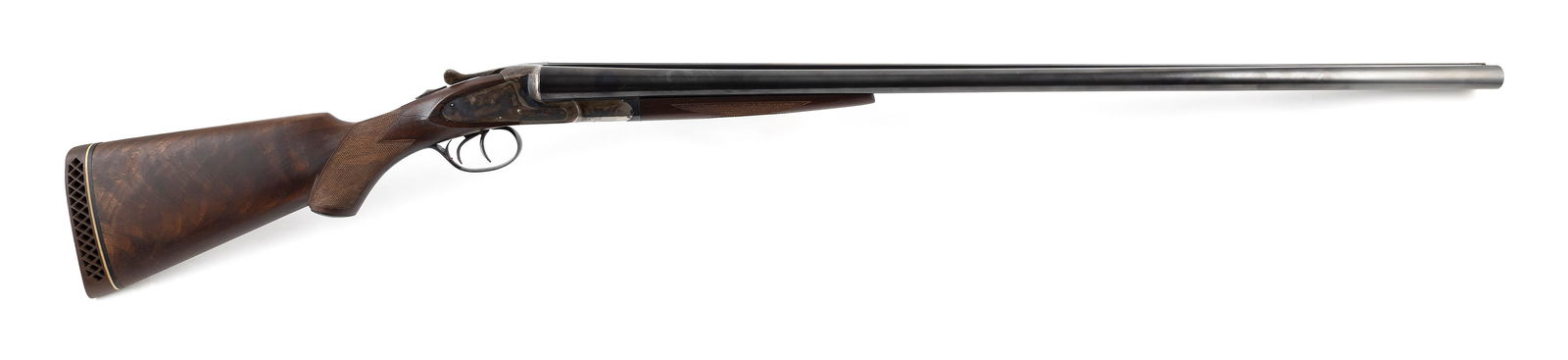 * L.C. SMITH FIELD GRADE "LONG RANGE" SIDE-BY-SIDE SHOTGUN 20th Century Length of pull 14.25".: * L.C. SMITH FIELD GRADE "LONG RANGE" SIDE-BY-SIDE SHOTGUN20th Century12-ga., Serial #100566. Choked F/F.* This gun will only be delivered to holders of a Federal Firearms Dealer's License. Please be