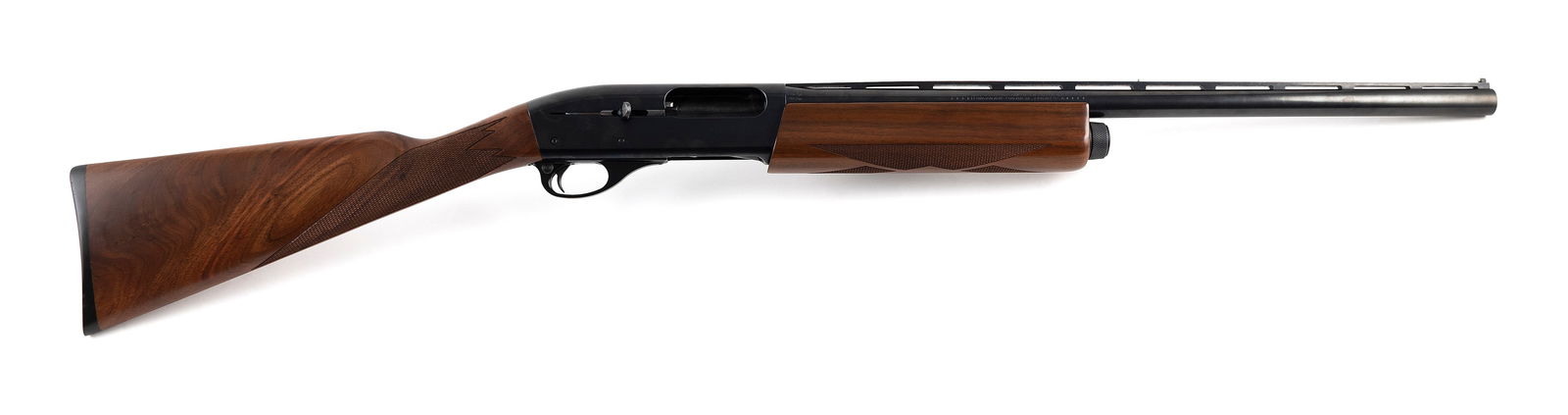 * REMINGTON MODEL 1100 SEMI-AUTOMATIC SHOTGUN 20th Century Length of barrel 24". Total length 43.5".: * REMINGTON MODEL 1100 SEMI-AUTOMATIC SHOTGUN20th Century12-ga., Serial #R025615V. Vent ribbed barrel. Screw-in choke.* This gun will only be delivered to holders of a Federal Firearms Dealer's Licens