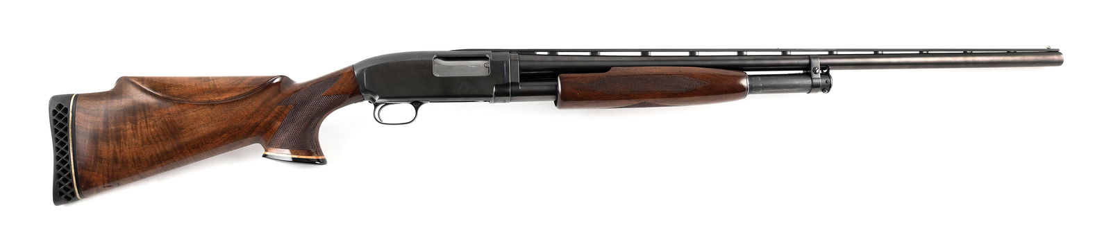 * WINCHESTER MODEL 12 SLIDE-ACTION SHOTGUN 20th Century Length of pull 14". Length of barrel 30".: * WINCHESTER MODEL 12 SLIDE-ACTION SHOTGUN20th Century12-ga., Serial #253116. Choked Full. Tiger maple stock.* This gun will only be delivered to holders of a Federal Firearms Dealer's License. Please
