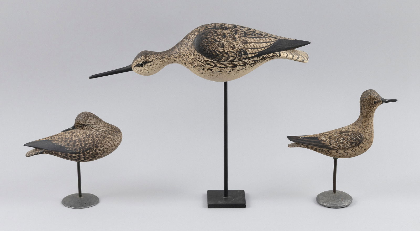 THREE MARTY COLLINS SHOREBIRD DECOYS East Wareham, Massachusetts, 1960- Lengths 5.5" and 6". (1 of 3)