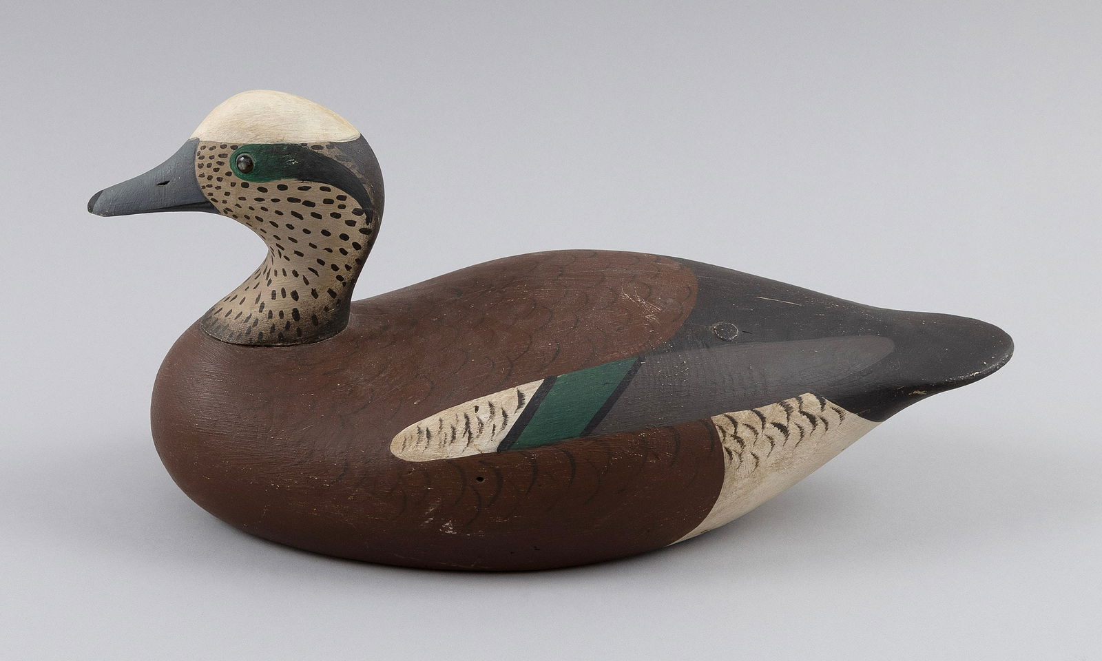 JOSEPH LINCOLN WIGEON DRAKE DECOY, Accord, Massachusetts, 1859-1938 Length 14.5". (1 of 3)