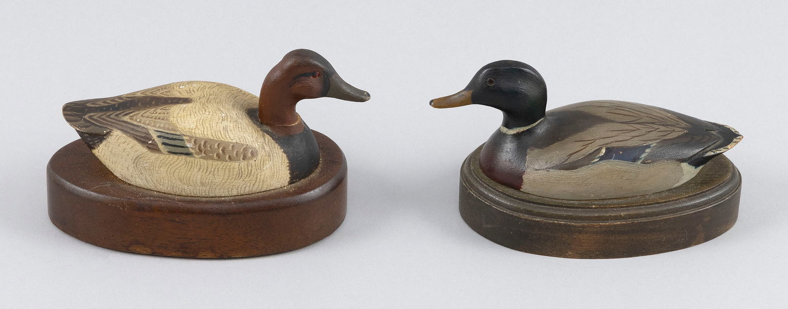 TWO DR. LEWIS WEBB HILL MINIATURE WATERFOWL Massachusetts, 1889-1968 Lengths 4". (1 of 3)