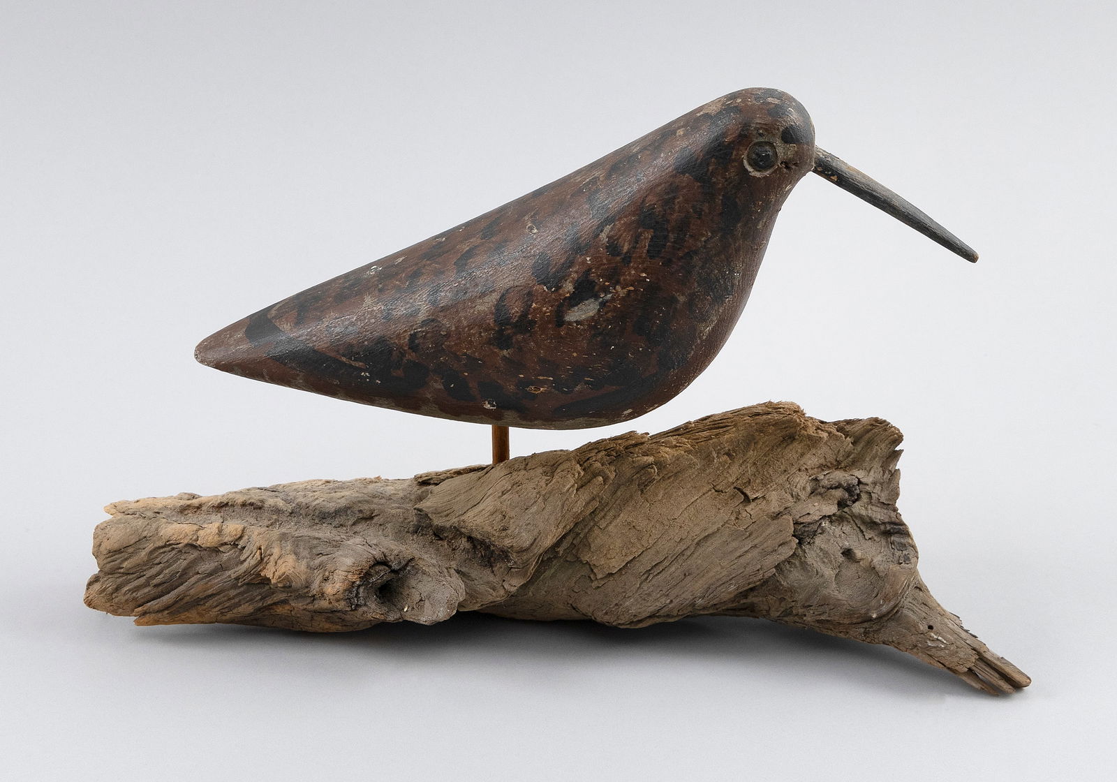 PLOVER DECOY 20th Century Length 11".: PLOVER DECOY20th CenturyCarved eyes. Mounted on a driftwood base.Length 11".