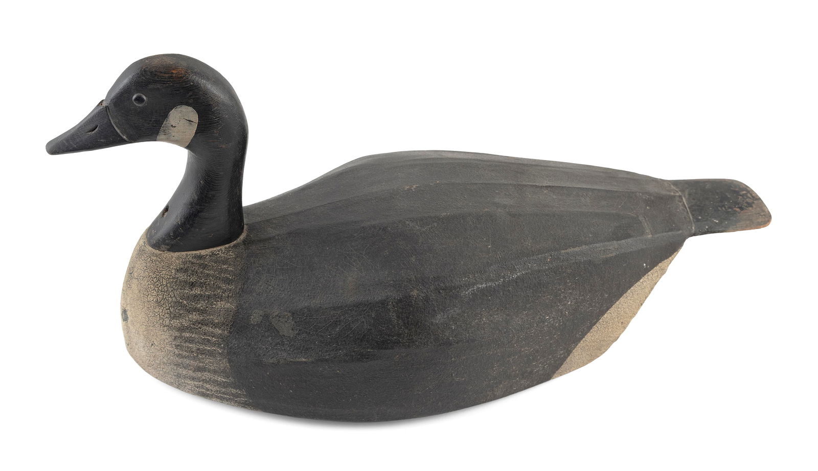 JOSEPH LINCOLN CANVAS-COVERED GOOSE DECOY Accord, Massachusetts, 1859-1938 Length 26". (1 of 1)
