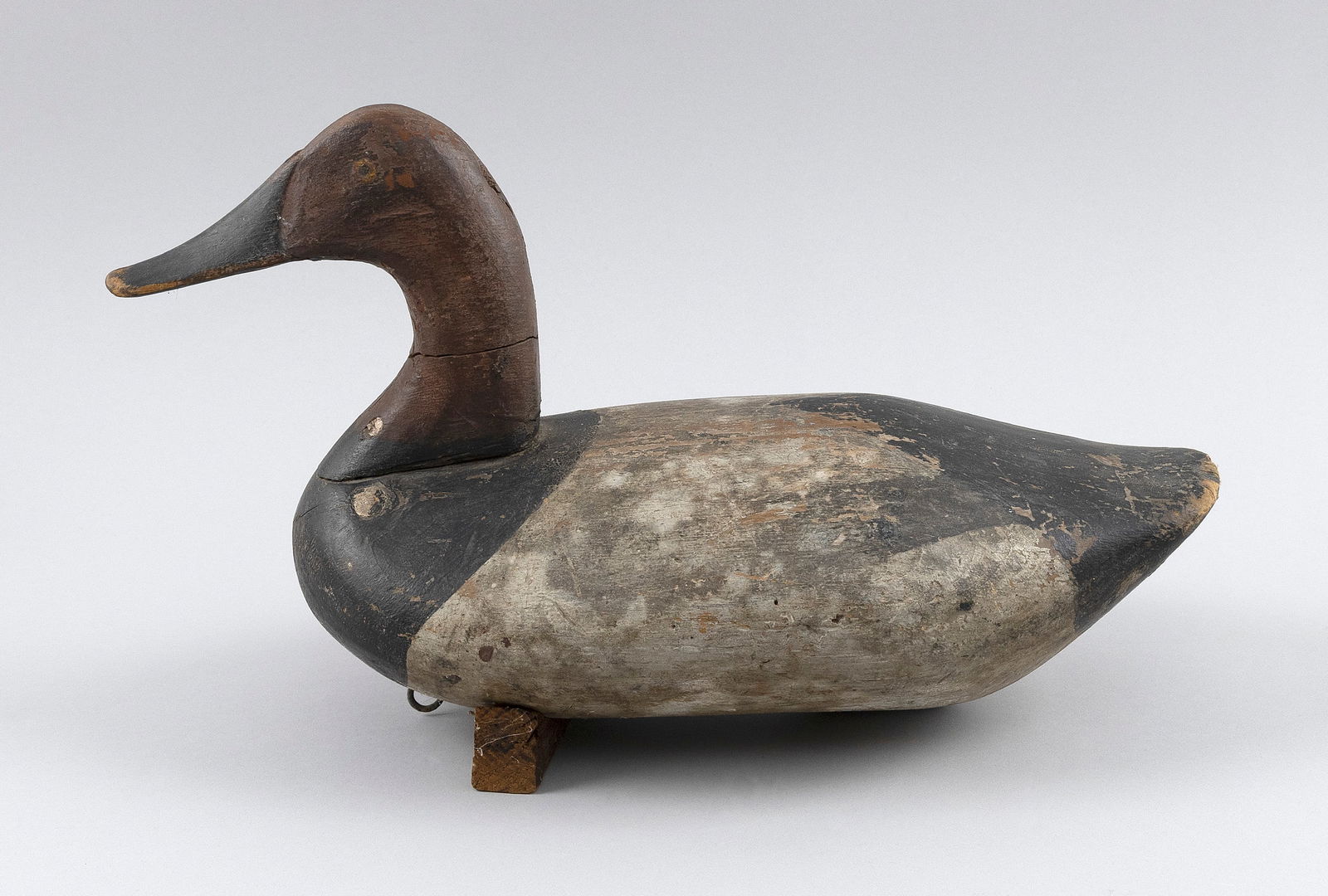 SAMUEL BARNES CANVASBACK DRAKE DECOY Havre de Grace, Maryland, 1857-1926 Length 15". (1 of 3)