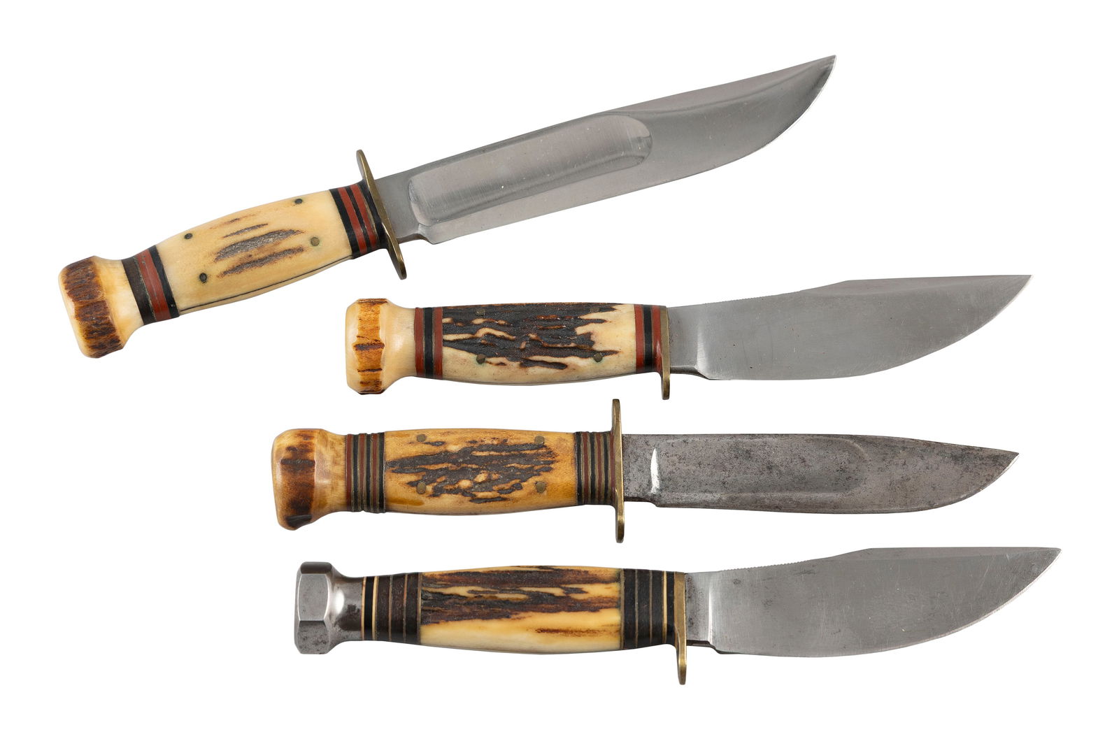 FOUR MARBLES HUNTING KNIVES 20th Century Lengths 8.5", 9", 9.5" and 10". (1 of 3)