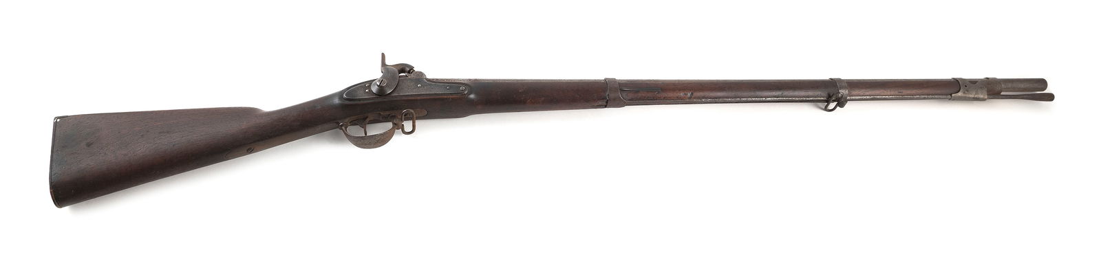 SPRINGFIELD MODEL 1847 PERCUSSION MUSKET 19th Century Length of barrel 39.5". Total length 55".: SPRINGFIELD MODEL 1847 PERCUSSION MUSKET19th Century.69 cal. Oval cartouche on left side of stock. Includes period ramrod.It is the bidder's responsibility to have full knowledge of their own local la