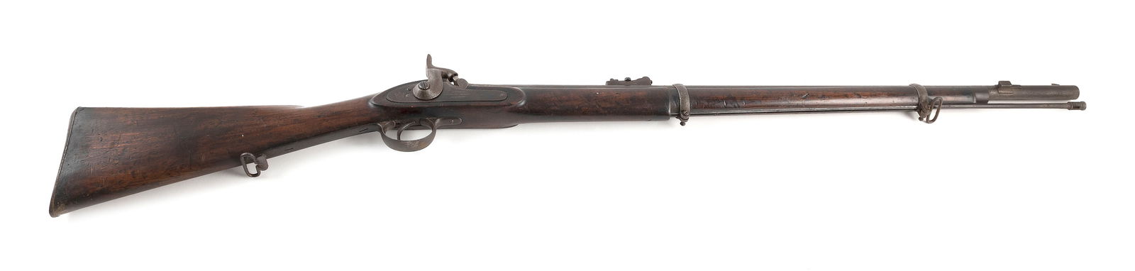 JOS. SMITH ENGLISH CONTRACT MUSKET 19th Century Length of barrel 32". Total length 48".: JOS. SMITH ENGLISH CONTRACT MUSKET19th Century.58 cal. Includes period ramrod.It is the bidder's responsibility to have full knowledge of their own local laws and regulations on firearms, and furtherm