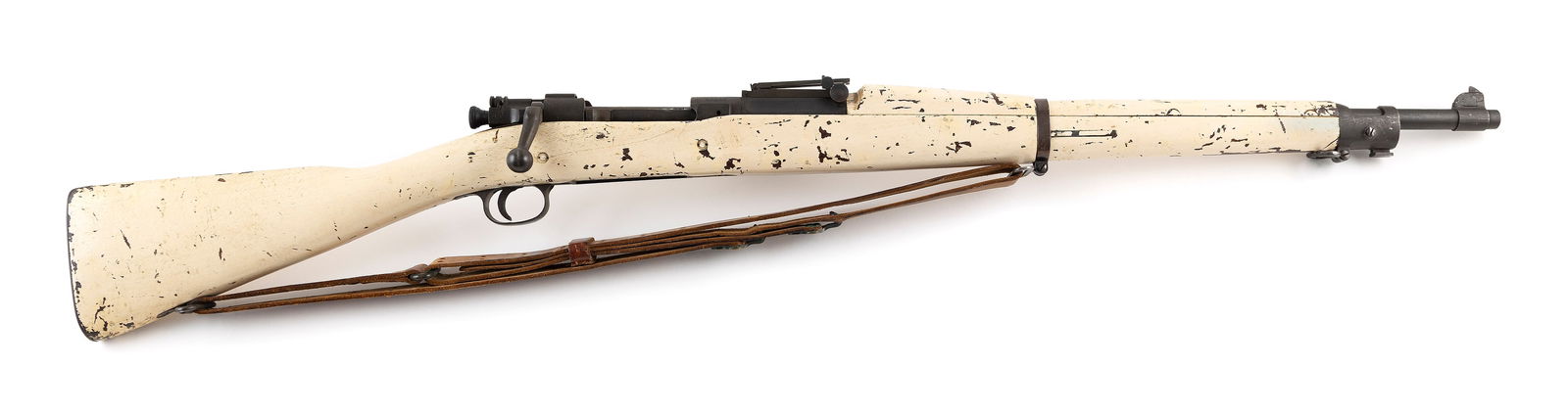 * U.S. SPRINGFIELD ARMORY MODEL 1903 RIFLE Circa 1942 Length of barrel 24". Total length 43.5".: * U.S. SPRINGFIELD ARMORY MODEL 1903 RIFLECirca 1942.30-06 cal., Serial #99146. Stock painted white. Barrel stamped "SA 8-42" for August 1942.* This gun will only be delivered to holders of a Federal