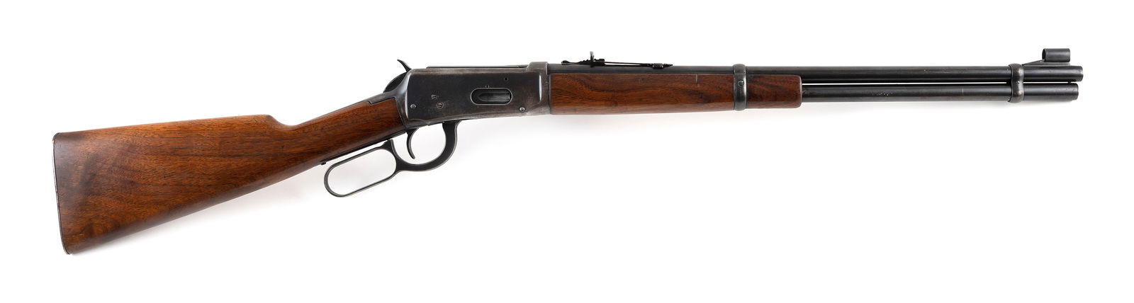 * WINCHESTER MODEL 94 LEVER-ACTION RIFLE 20th Century Length of barrel 20". Total length 38".: * WINCHESTER MODEL 94 LEVER-ACTION RIFLE20th Century.32 cal., Serial #1556603.* This gun will only be delivered to holders of a Federal Firearms Dealer's License. Please be aware of license requiremen