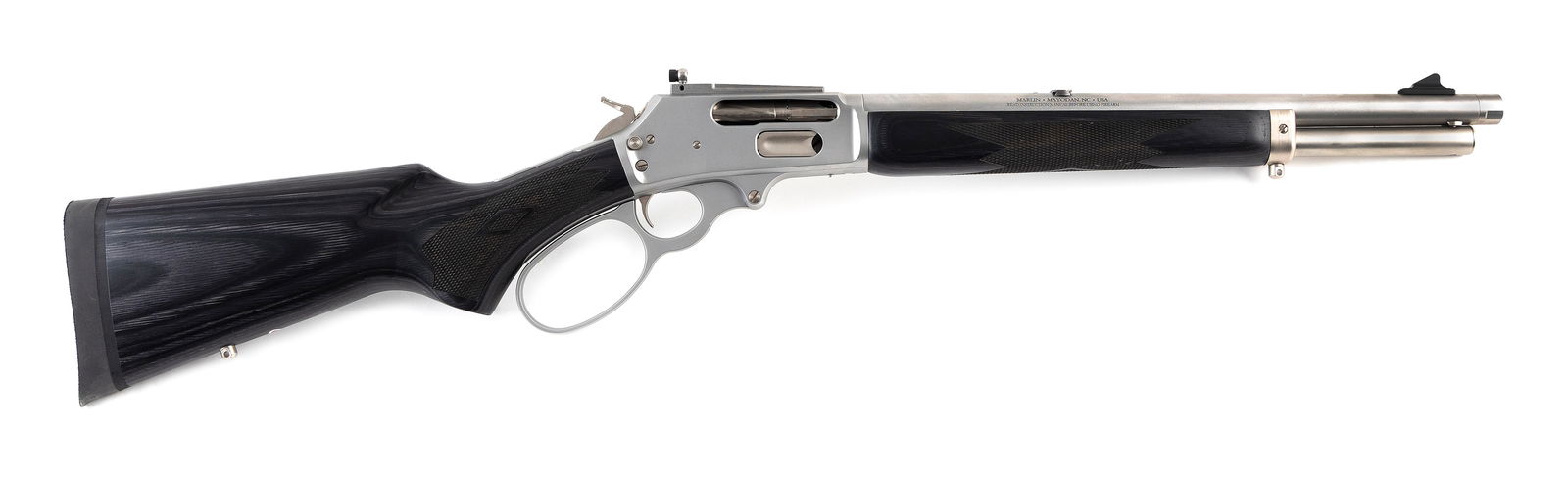 * MARLIN MODEL 1895 TRAPPER STAINLESS STEEL LEVER-ACTION RIFLE 20th Century Length of barrel 16".: * MARLIN MODEL 1895 TRAPPER STAINLESS STEEL LEVER-ACTION RIFLE20th Century.45-70 cal., Serial #RM0026222.* This gun will only be delivered to holders of a Federal Firearms Dealer's License. Please be