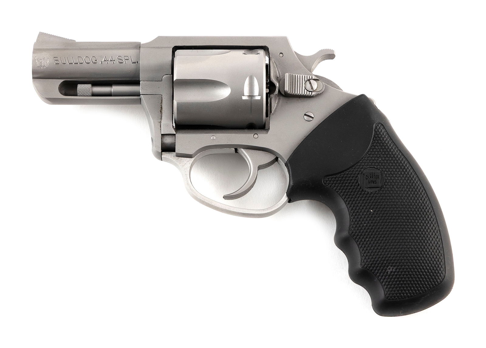 * CHARTER ARMS BULLDOG REVOLVER Contemporary Length of barrel 2.5". Total length 6.5".: * CHARTER ARMS BULLDOG REVOLVERContemporary.44 cal., Serial #18-01547.* This gun will only be delivered to holders of a Federal Firearms Dealer's License. Please be aware of license requirements and d