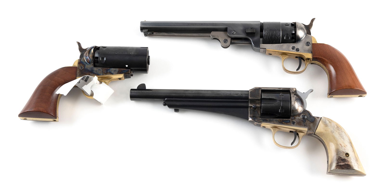* THREE ITALIAN-MADE REPRODUCTION DIXIE GUN WORKS REVOLVERS 20th Century Lengths 6", 12" and 12.5". (1 of 1)