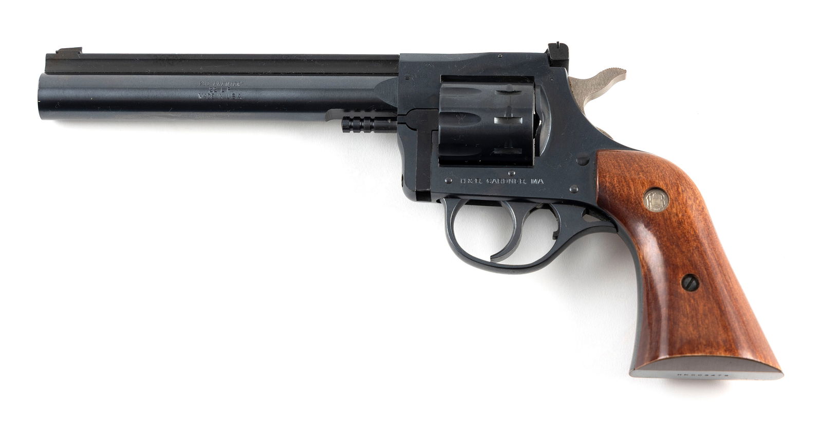 * HARRINGTON & RICHARDSON "THE MARSHALL" REVOLVER 20th Century Length of barrel 6". Total length: * HARRINGTON & RICHARDSON "THE MARSHALL" REVOLVER20th Century.22 cal., Serial #HK003479. Includes original case.* This gun will only be delivered to holders of a Federal Firearms Dealer's License. Ple