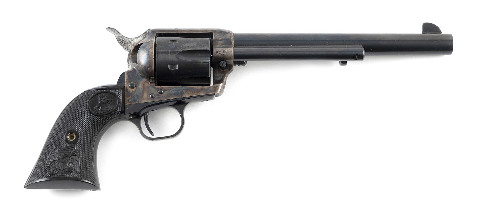 * COLT SINGLE ACTION ARMY REVOLVER 20th Century Length of barrel 7.5". Total length 13".: * COLT SINGLE ACTION ARMY REVOLVER20th Century.44 Special, Serial #SA45326. Molded plastic grips with eagle decoration.* This gun will only be delivered to holders of a Federal Firearms Dealer's Licen