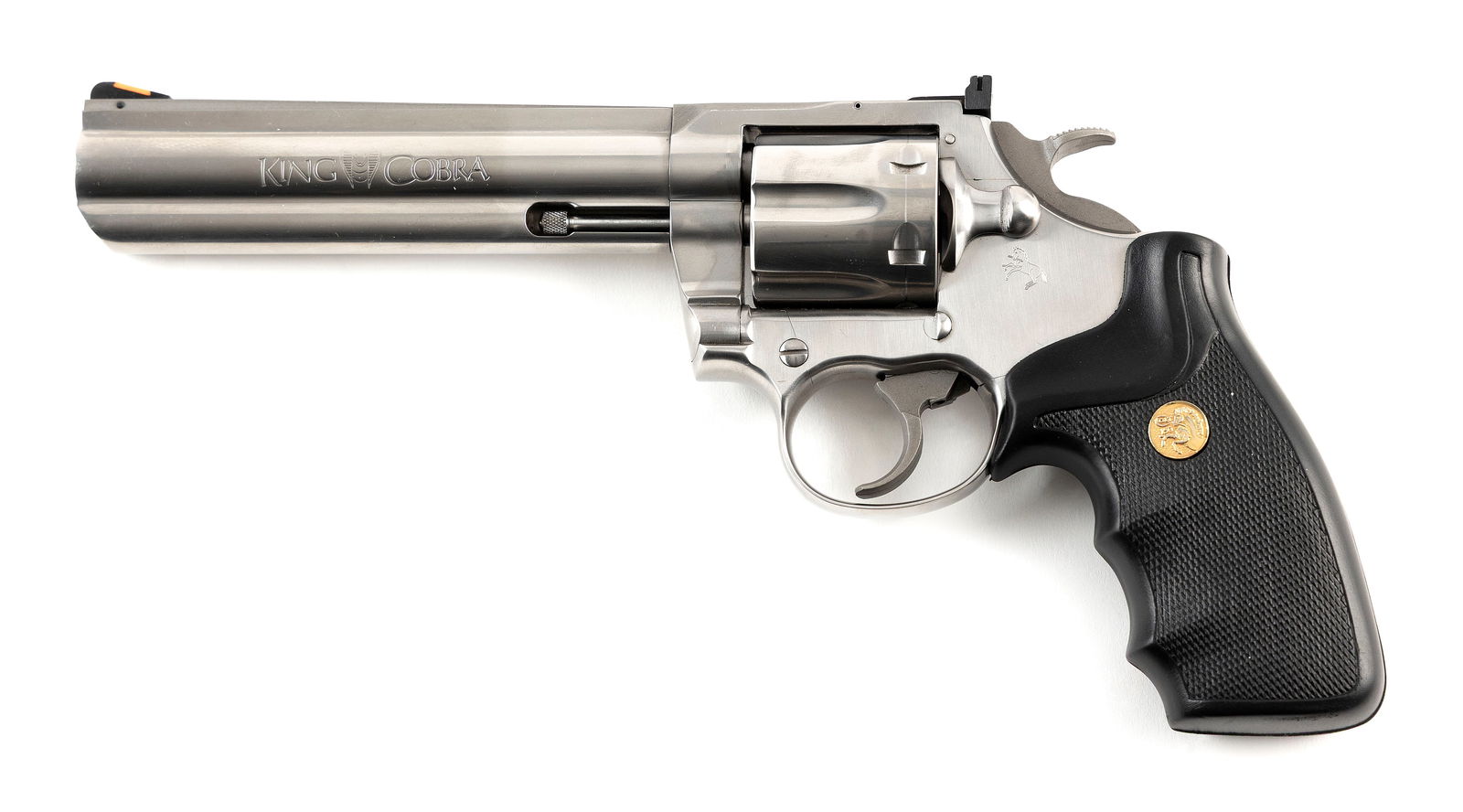 * COLT KING COBRA REVOLVER 20th Century Length of barrel 6". Total length 11".: * COLT KING COBRA REVOLVER20th Century.357 Magnum, Serial #CK3556. Stainless steel with rubber grips. Includes original case.* This gun will only be delivered to holders of a Federal Firearms Dealer's