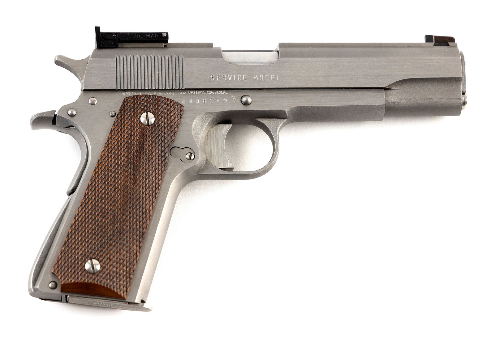 * RANDALL SERVICE MODEL SEMI-AUTOMATIC PISTOL Contemporary Length of barrel 5". Total length 9". (1 of 1)
