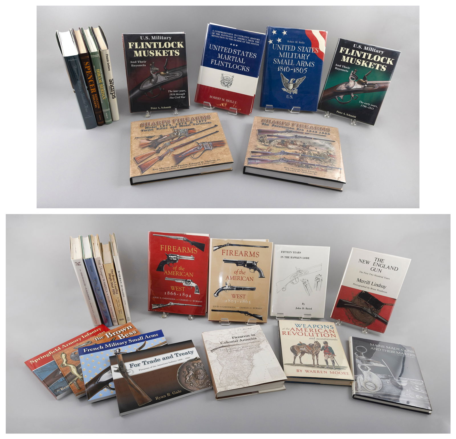 APPROX. 26 BOOKS ON FIREARMS 20th Century Largest 10.5" x 12.5".: APPROX. 26 BOOKS ON FIREARMS20th CenturyIncludesFirearms of the American West: 1803 to 1865Firearms of the American West: 1866 to 1894Firearms in Colonial AmericaWeapons of the