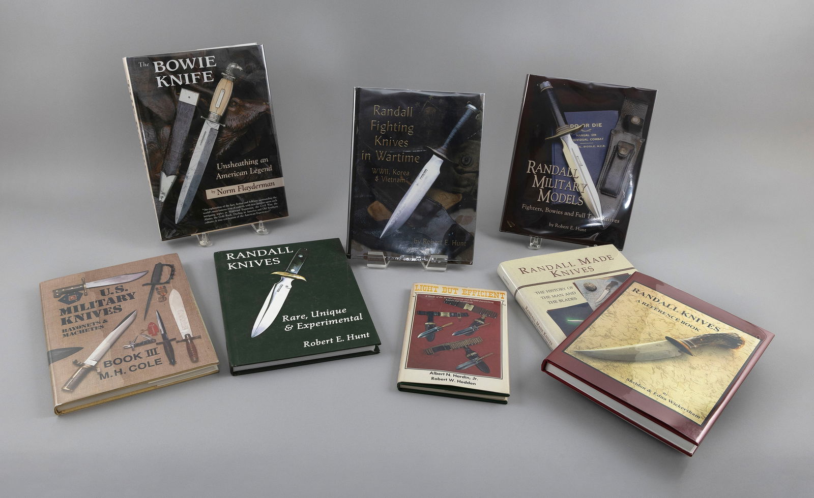 EIGHT BOOKS ON KNIVES 20th Century Largest 12.5" x 9".: EIGHT BOOKS ON KNIVES20th Century1) Randall Made Knives: The History of the Man and the Blade by Robert L. Gaddis.2) Bowie Knife: Unsheathing a Legend by Norm Flayderman.3) Light but Efficient: A