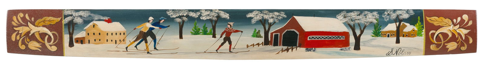 SALLY ELIZABETH NOLAN (Massachusetts, 1944-2023), Barrel stave with painted decoration of cross (1 of 1)