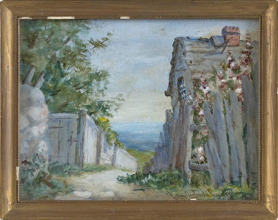LILLIAN GERTRUDE SMITH ROCKWOOD (Massachusetts, d. 1945), "Stone Alley, Nantucket"., Watercolor, (1 of 1)