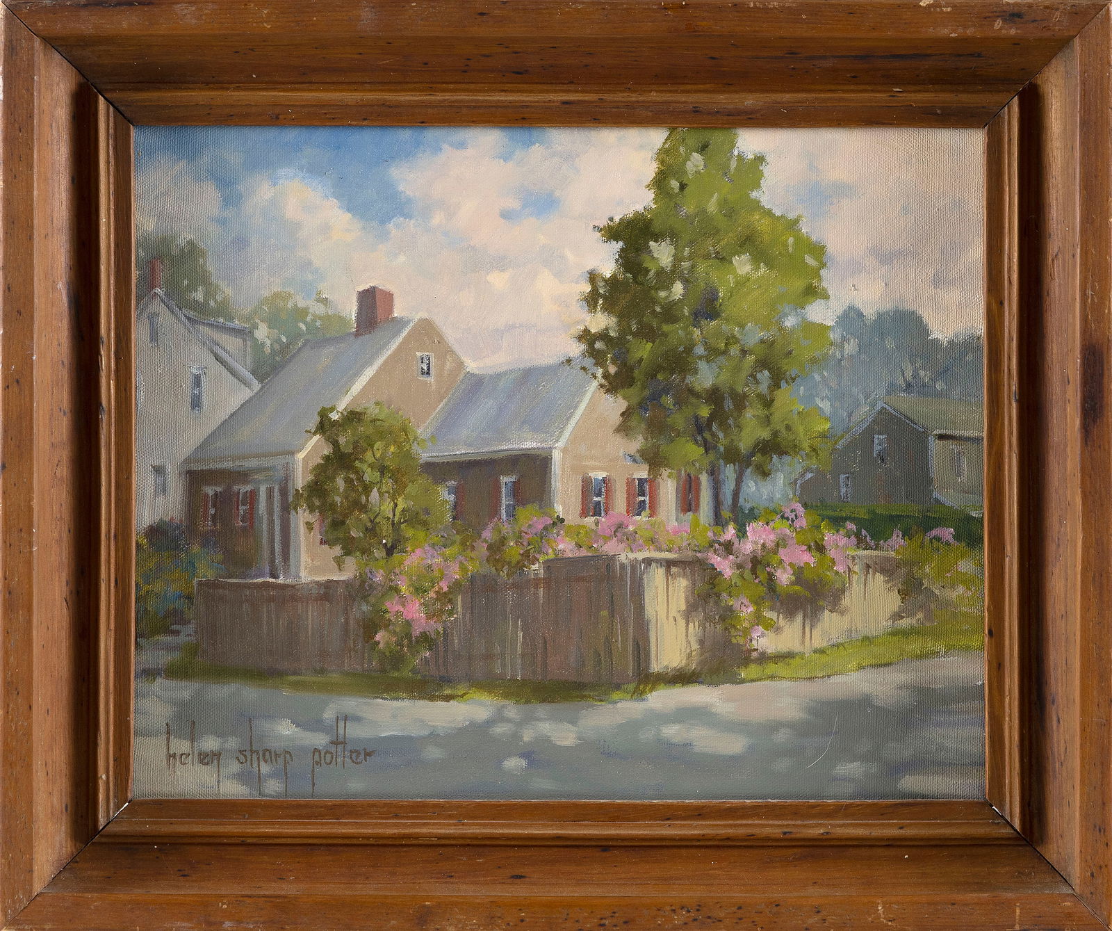 HELEN SHARP POTTER (Massachusetts, 1926-2018), "Poet's Corner", probably Nantucket., Oil on canvas, (1 of 1)