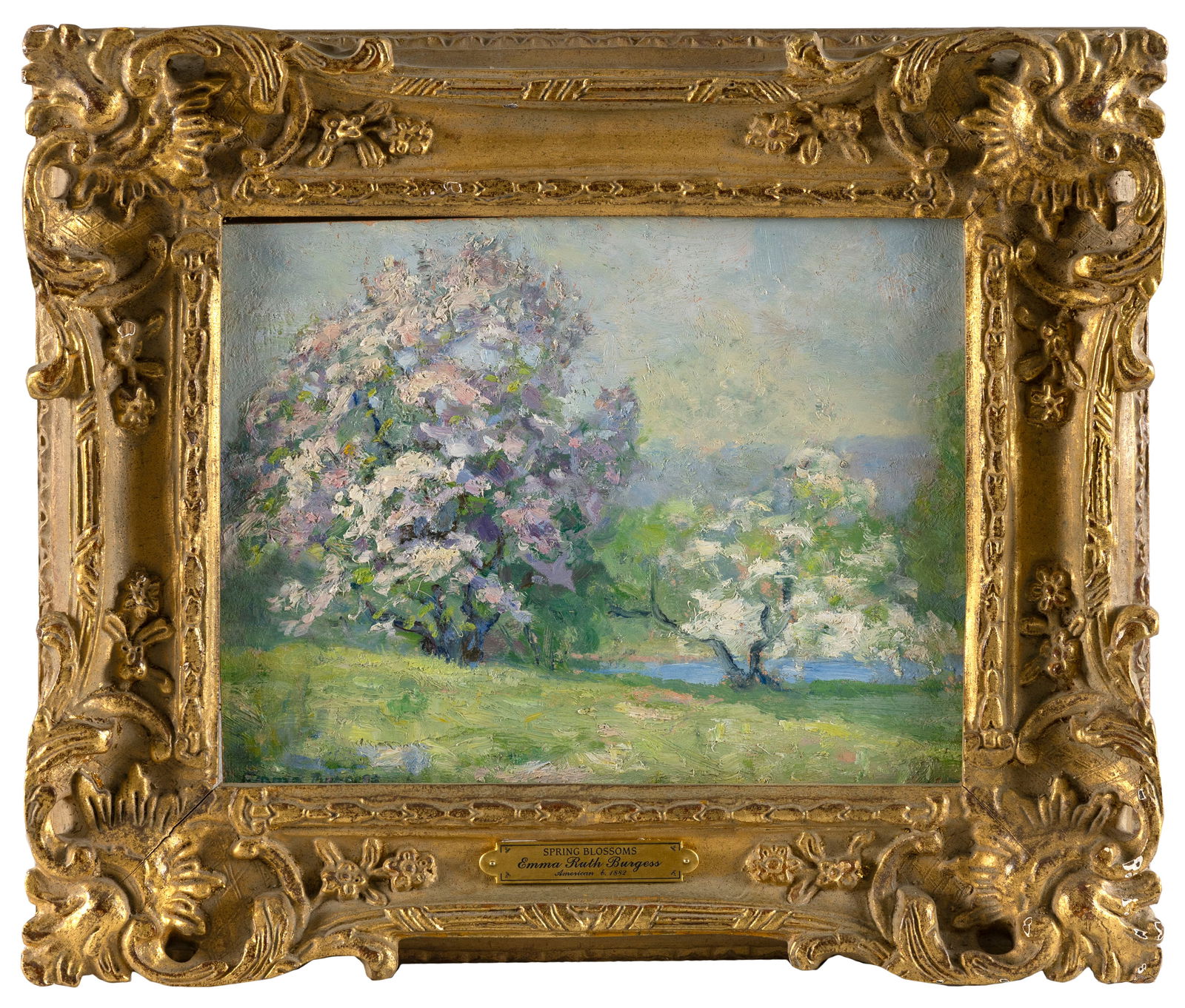 EMMA RUTH (HIGBEE) BURGESS (Massachusetts/Louisiana, 1882-1977), Spring blossoms., Oil on board, 12" (1 of 2)