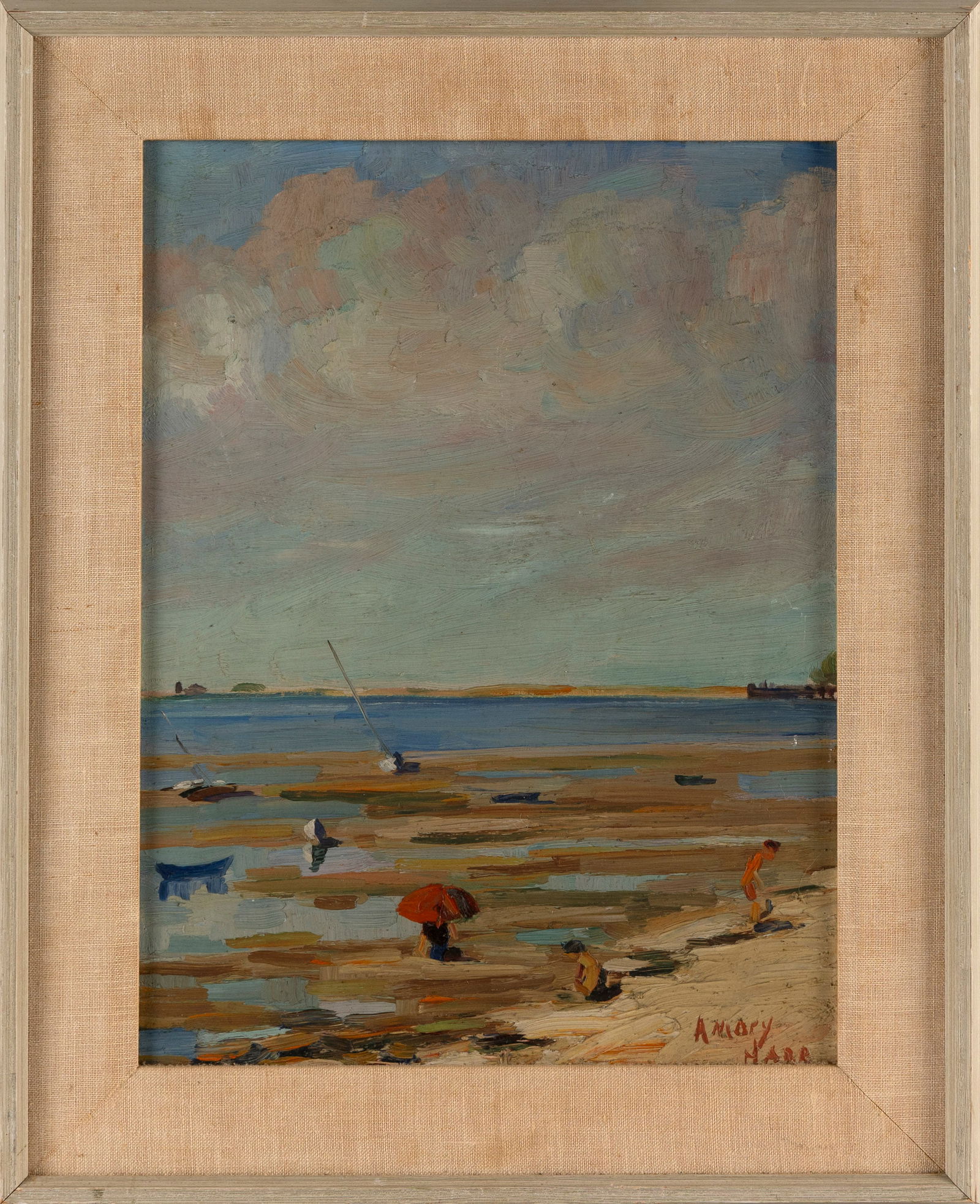 AMORY HARE HUTCHINSON (Pennsylvania/California, 1885-1964), Figures at low tide., Oil on canvas (1 of 2)