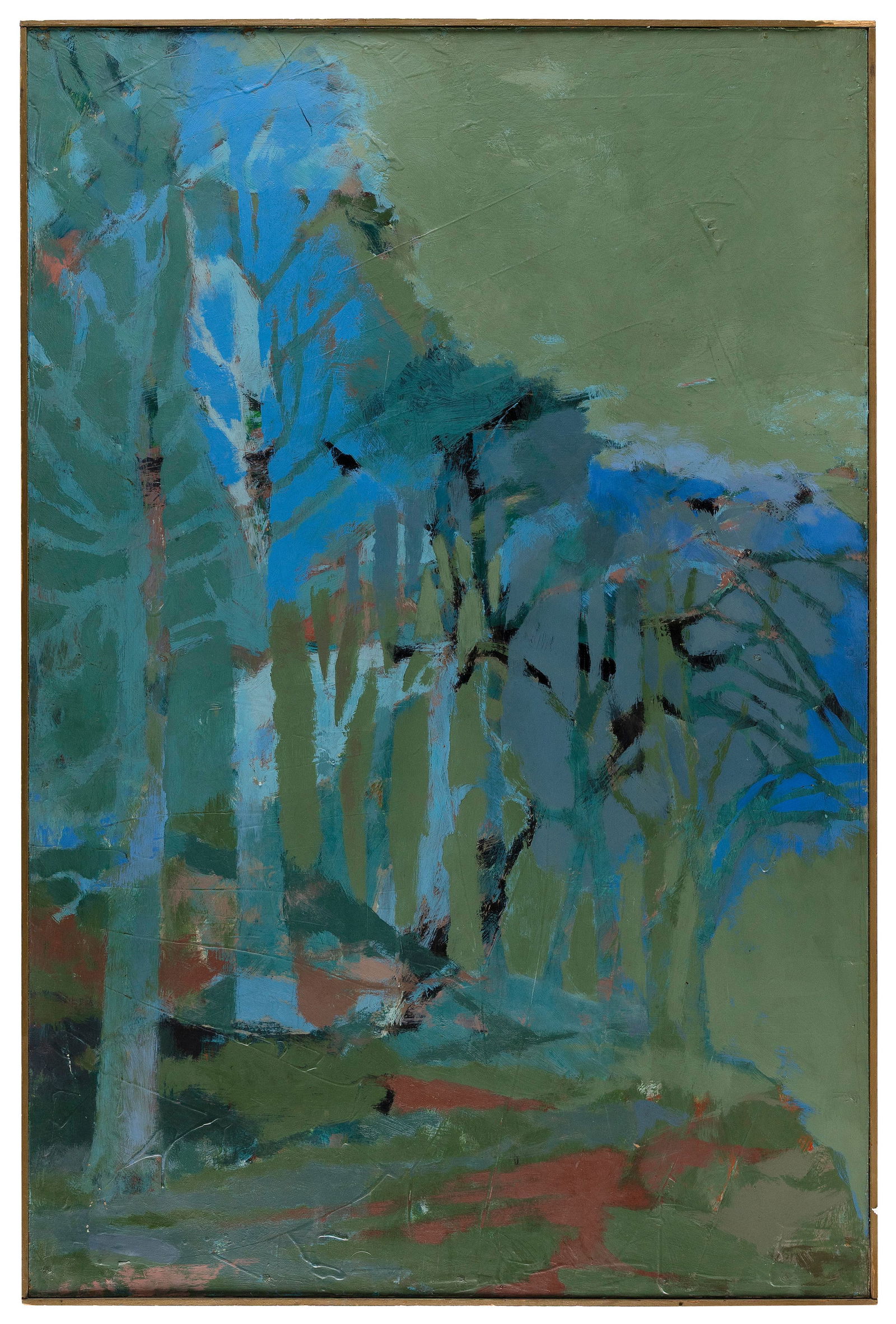 TEAL MCKIBBEN (Massachusetts/Iowa, 1928-2006), Landscape in blues and greens., Oil on board, 47.5" x (1 of 2)
