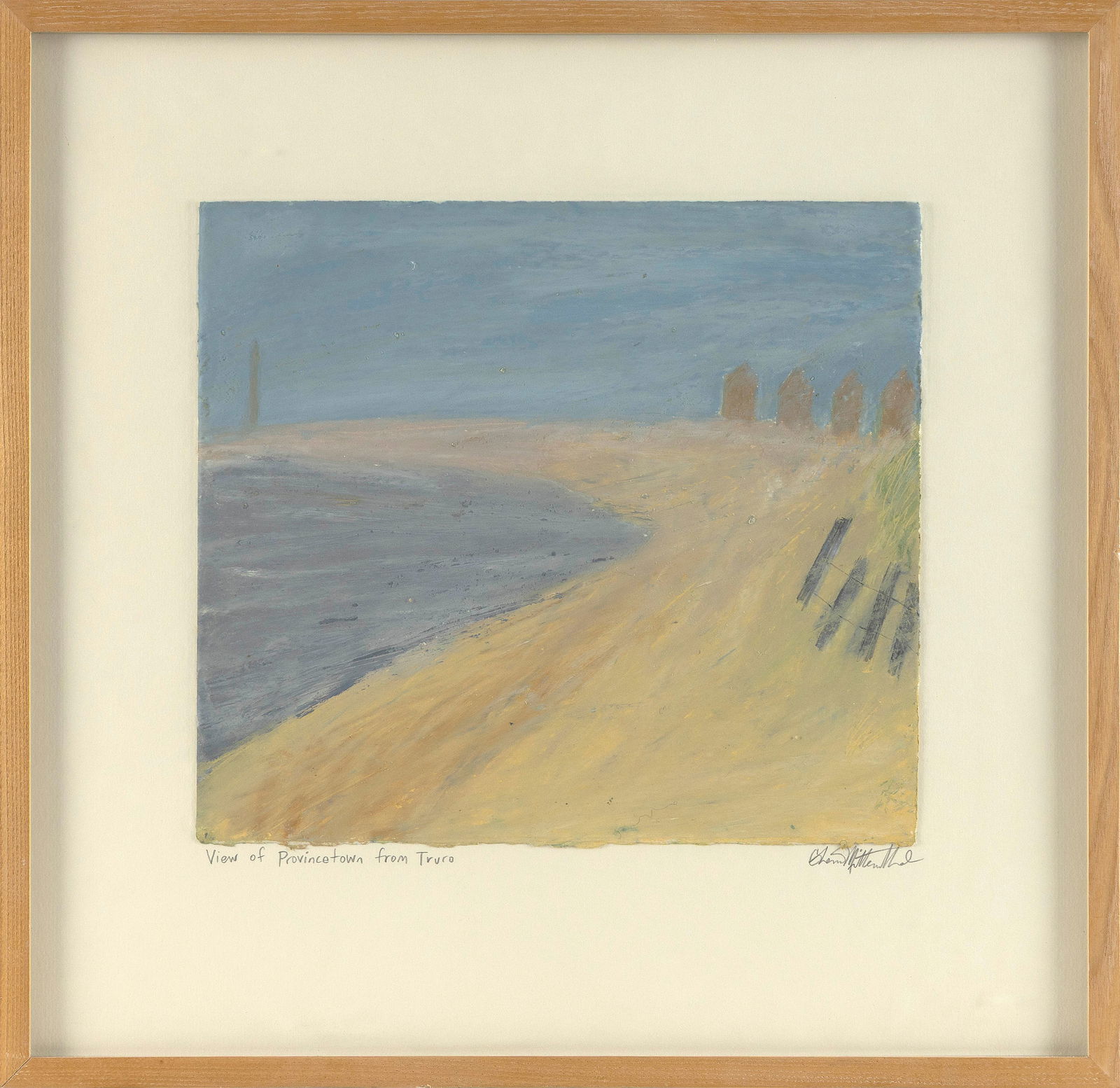 CHERIE MITTENTHAL (Massachusetts, 1963-), "View of Provincetown from Truro"., Mixed media on paper, (1 of 1)