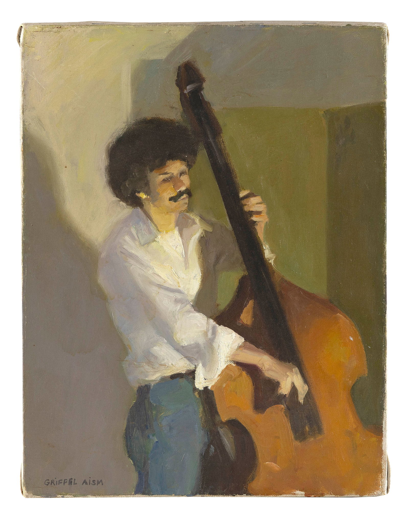 LOIS GRIFFEL (Massachusetts/New York, 1947-), Portrait of a bassist., Oil on canvas, 16" x 12". (1 of 1)