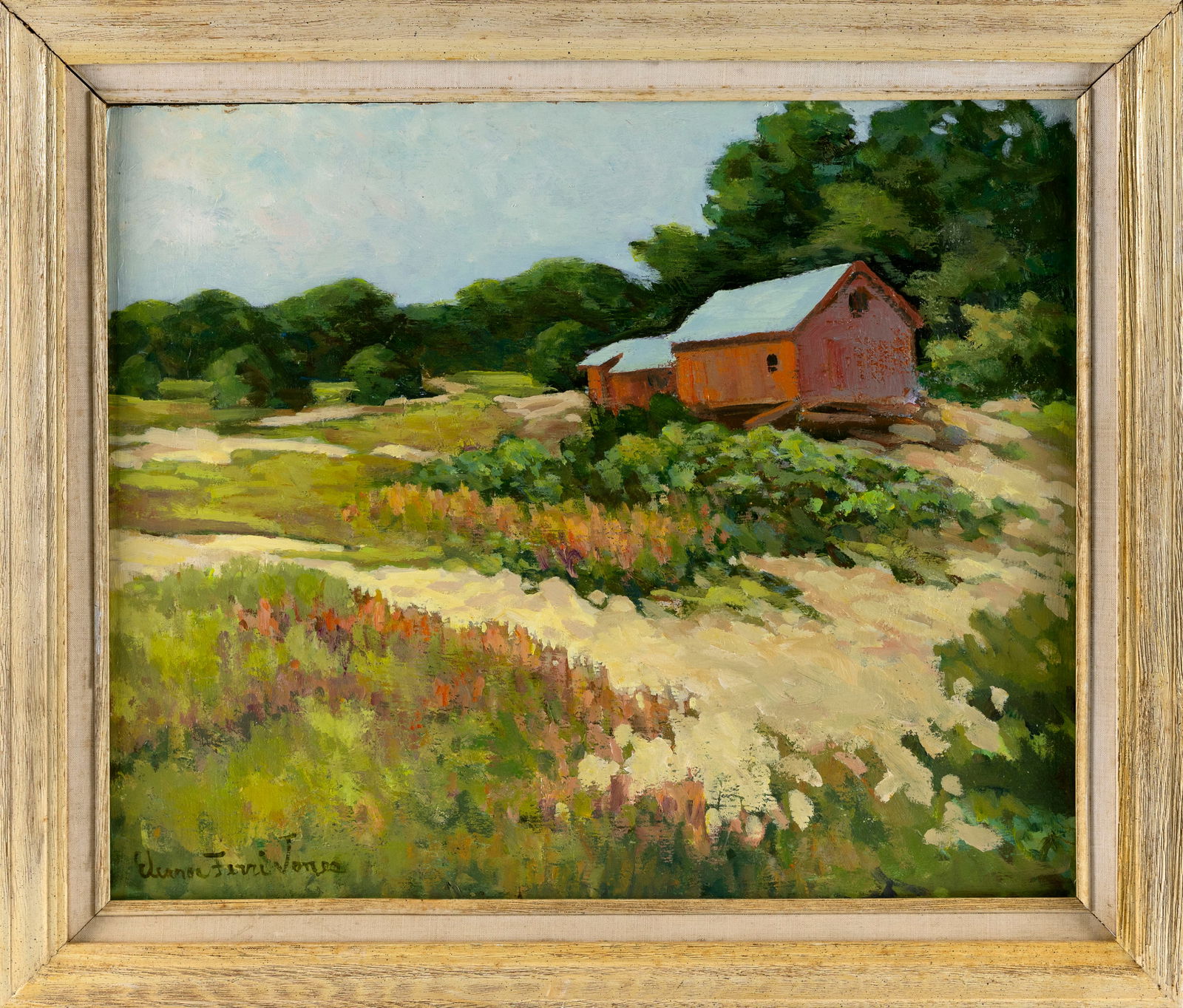 ELEANOR FERRI JONES (Massachusetts, 1930-2008), "Pump House"., Oil on masonite, 19.75" x 24". Framed (1 of 2)