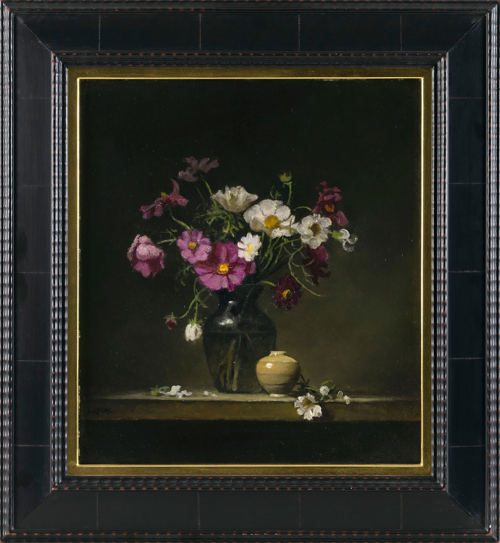 ELEANOR MOORE (New York/Illinois, Late 20th Century), "Cosmos"., Oil on canvas, 16" x 18". Framed (1 of 1)