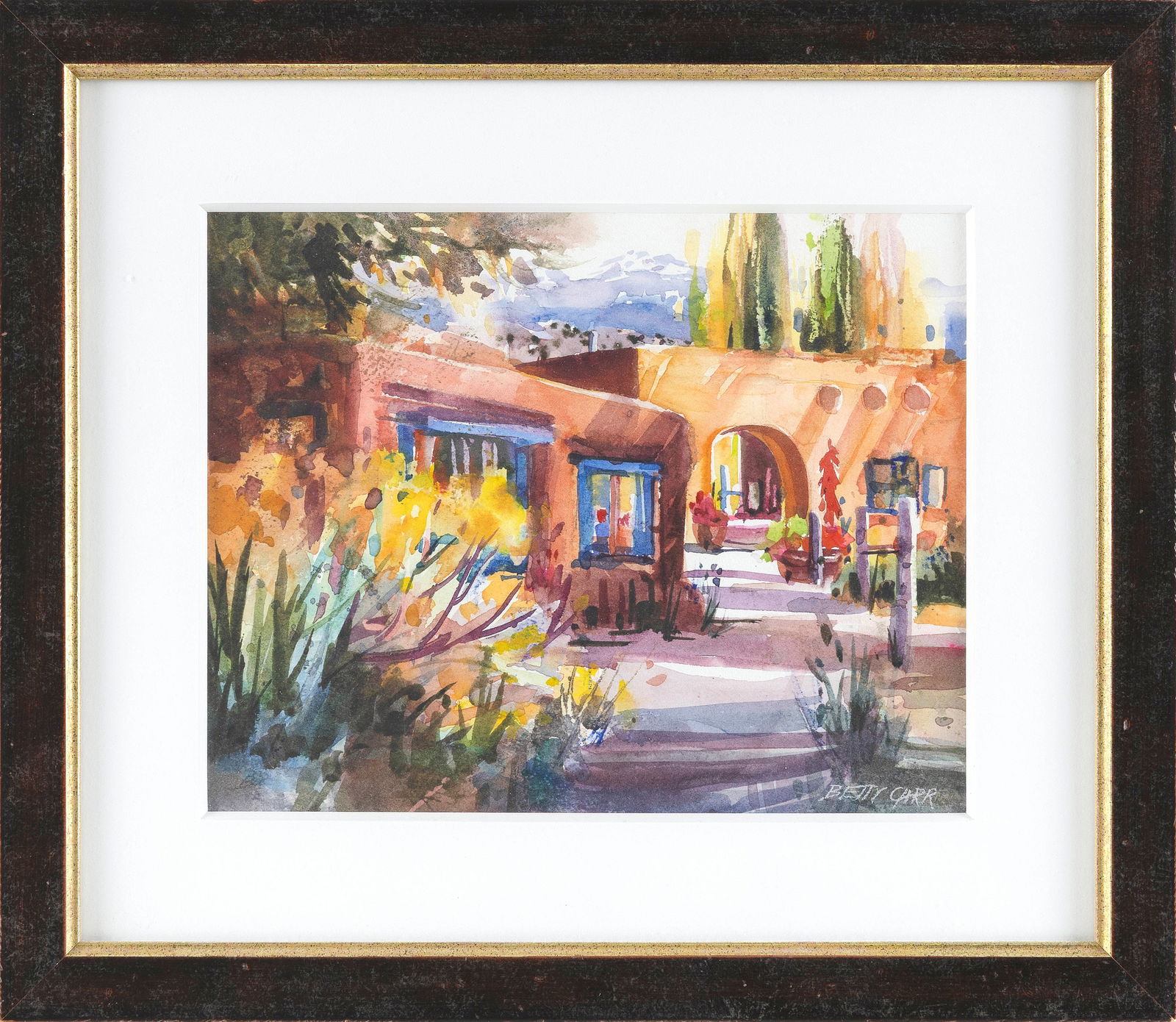 BETTY CARR (Arizona/California, 1946-), Southwest landscape with building., Watercolor, 8.5" x 10.5" (1 of 1)
