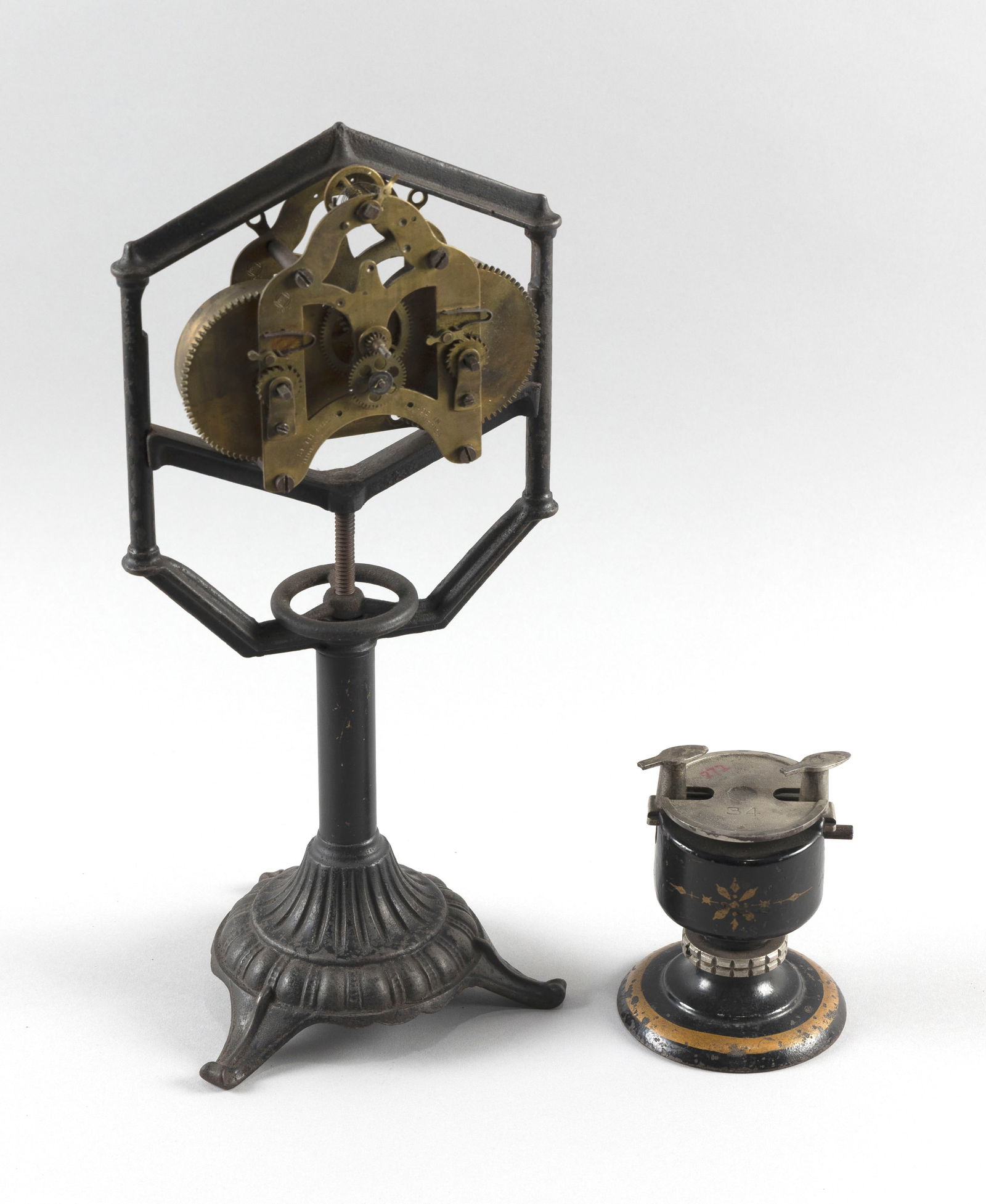 CLOCK MOVEMENT REPAIR STAND AND A WATCH HOLDER Late 19th Century (1 of 5)