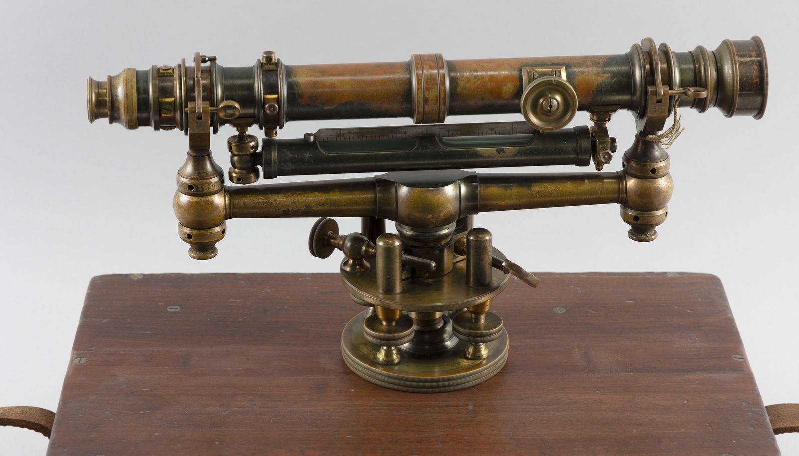 CASED W. & L.E. GURLEY BRASS SURVEYOR'S LEVEL Troy, New York, 19th Century Barrel length 15.25". (1 of 1)