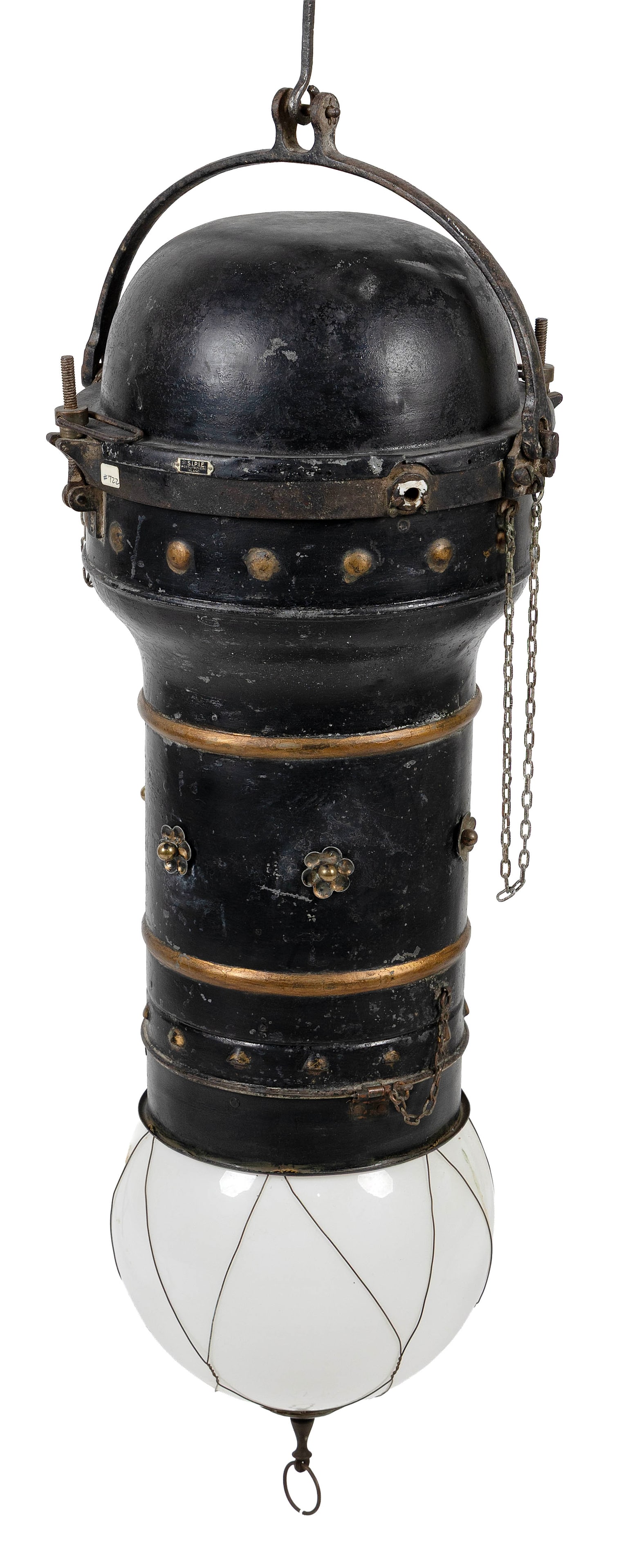 S.I.P.I.E. ELECTRIC FLAME ARC LAMP Bologna, Italy, Late 19th Century Height 33". Maximum diameter (1 of 2)