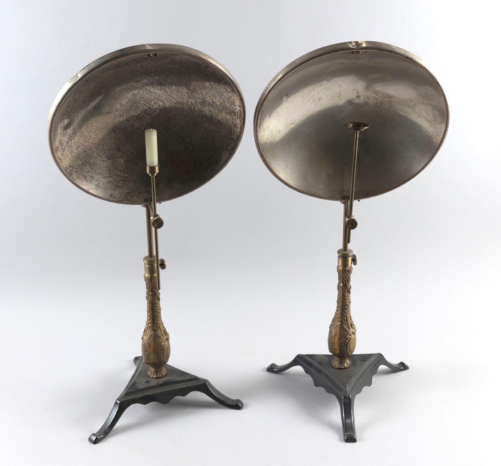 PAIR OF ARCHIMEDES PARABOLIC REFLECTOR MIRRORS Italy, Late 19th Century Height adjustable to approx. (1 of 3)