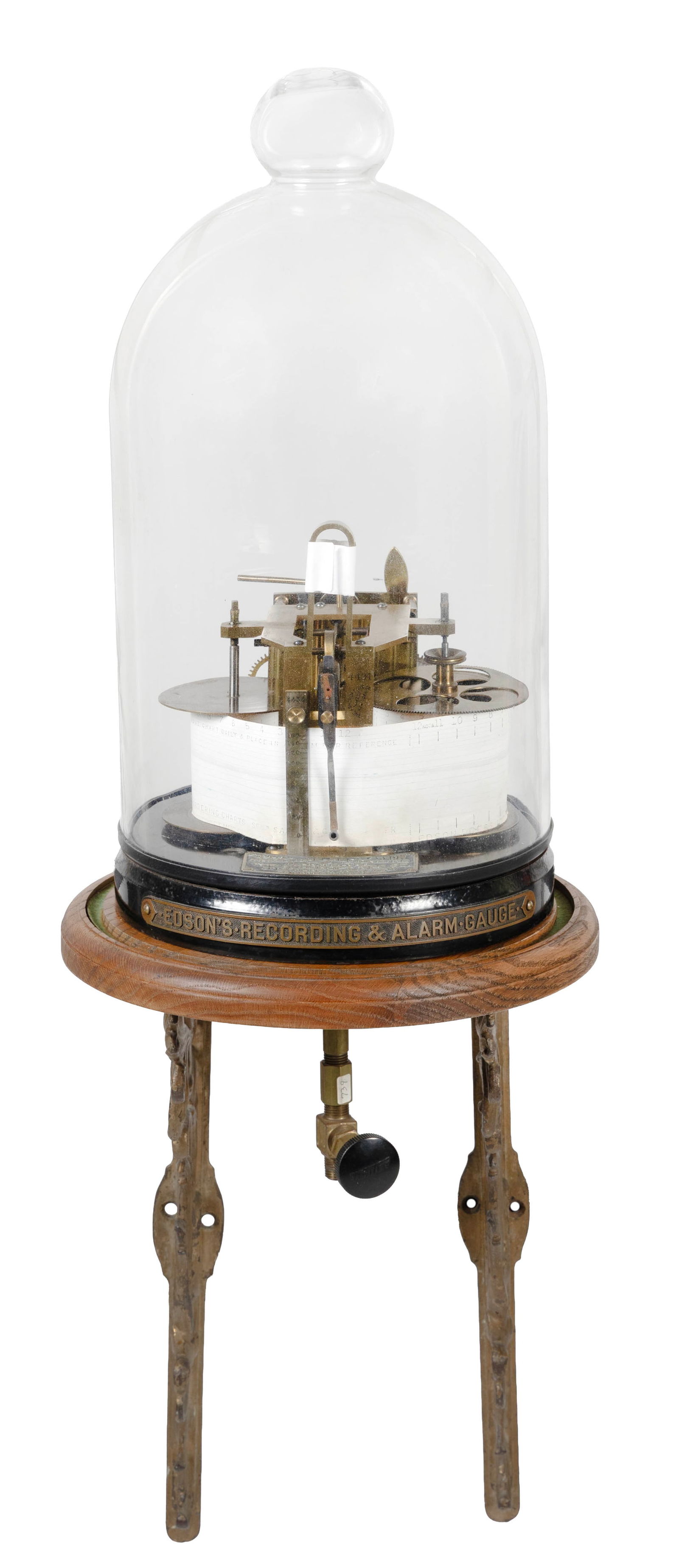 EDSON'S PRESSURE RECORDING AND ALARM GAUGE New York, Late 19th Century Height not including brackets (1 of 4)