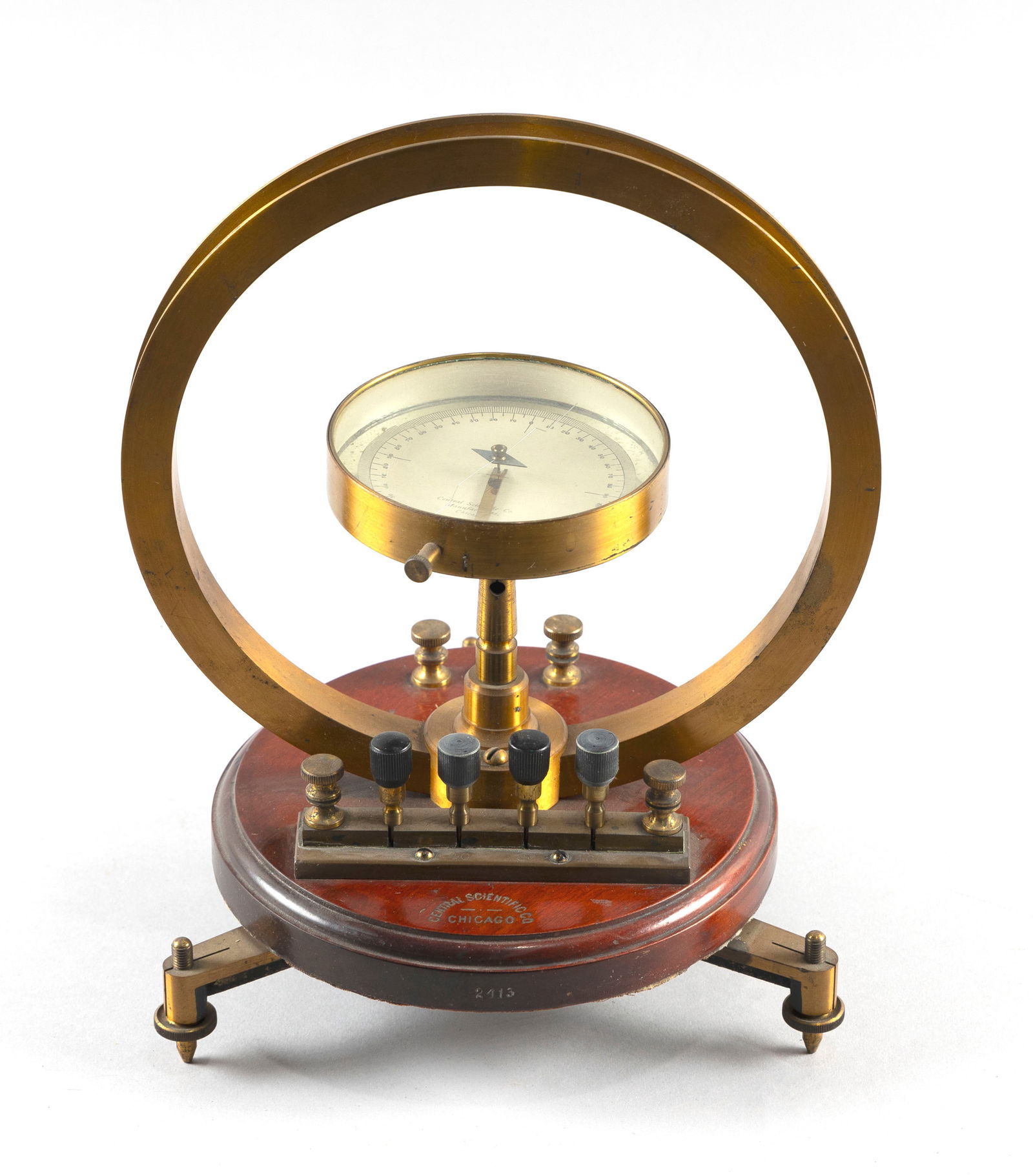 CENTRAL SCIENTIFIC CO. ASTATIC TANGENT GALVANOMETER Chicago, Early 20th Century Height 12". Ring (1 of 4)