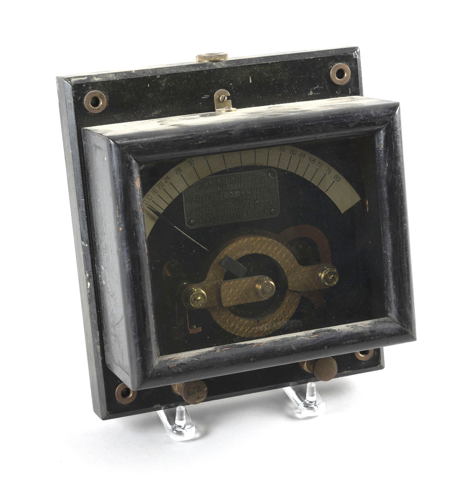 THOMSON HOUSTON CURRENT INDICATOR OR AMMETER BY GENERAL ELECTRIC Late 19th Century Height 10". Width (1 of 3)