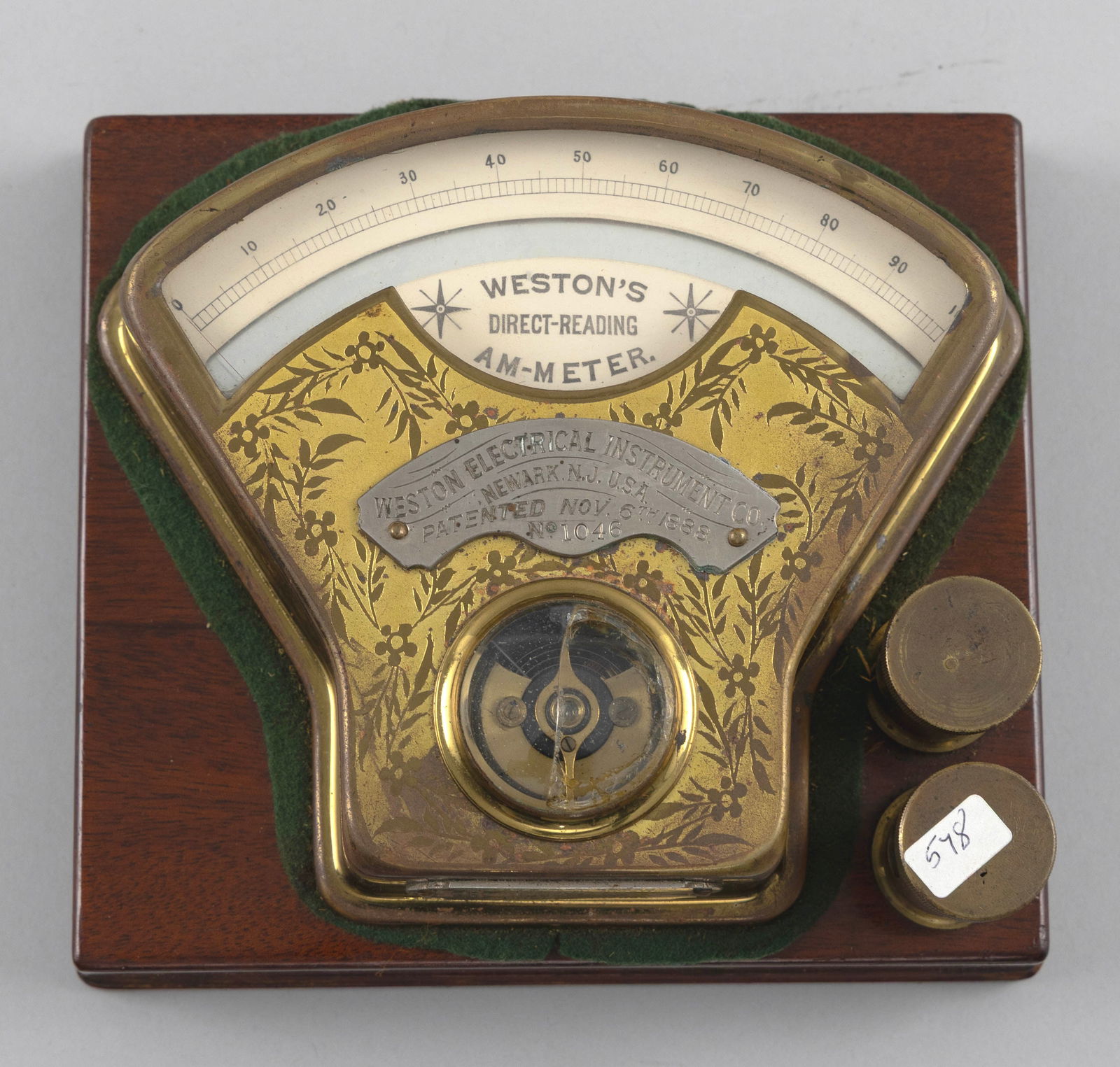 CASED WESTON ELECTRICAL INSTRUMENT CO. DIRECT-READING AMMETER Newark, New Jersey, Late 19th Century (1 of 3)