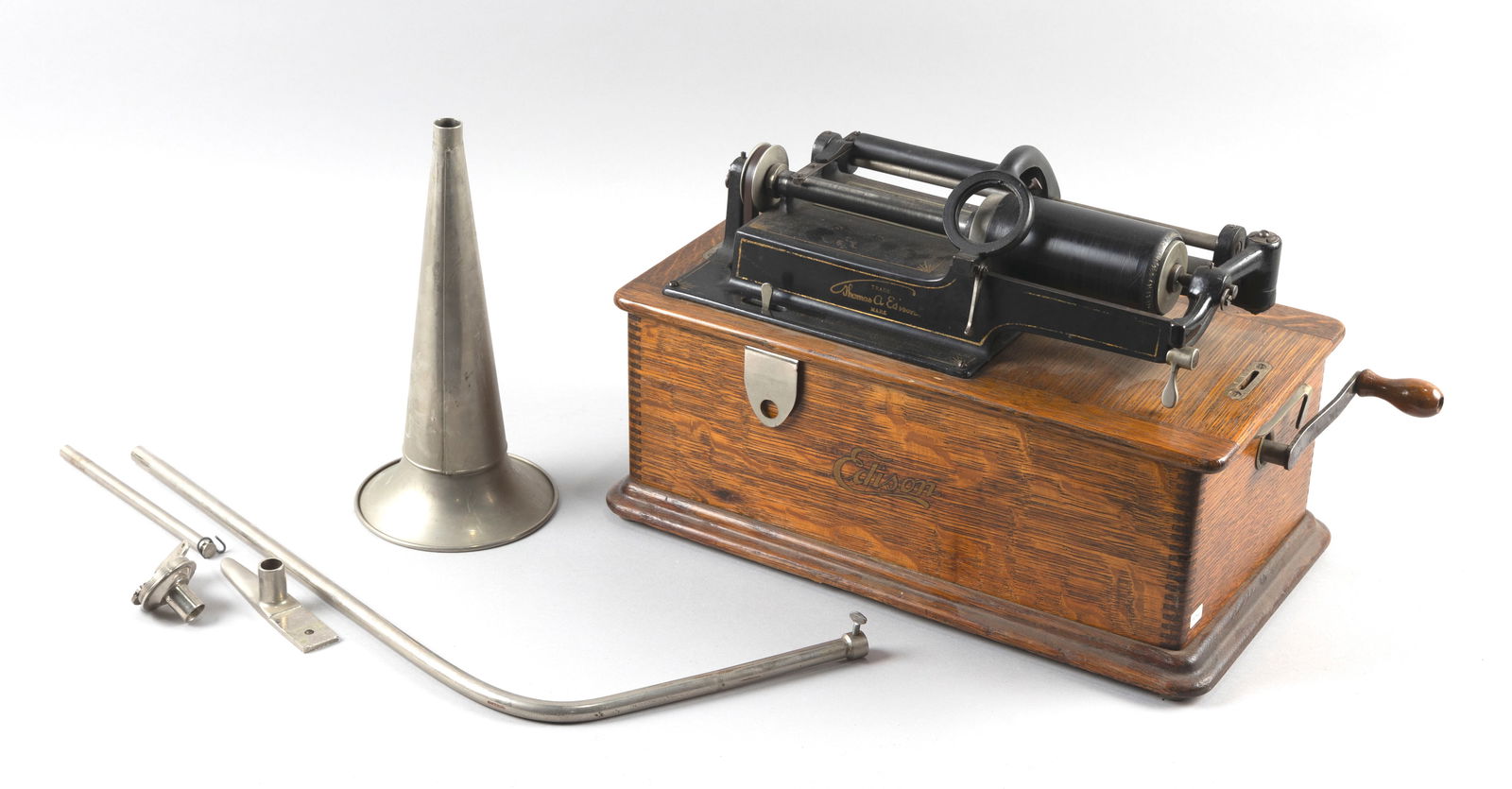 EDISON HOME PHONOGRAPH WITH MODEL C REPEATER New Jersey, Early 20th Century Horn length 10". (1 of 4)