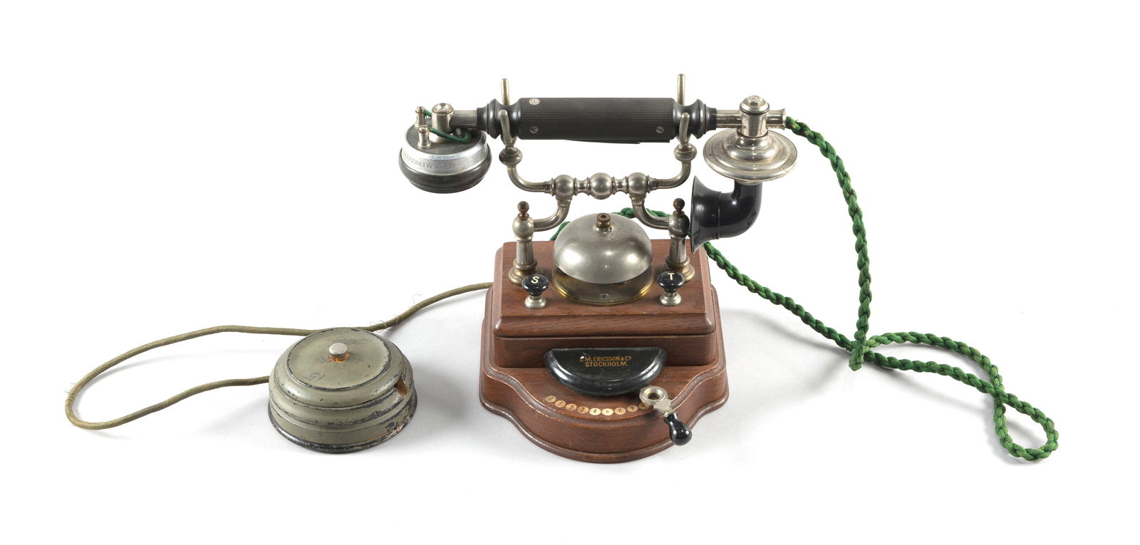 L.M. ERICSSON & CO. TELEPHONE Stockholm, Late 19th Century Height 8.5". Width at handset 10". Depth (1 of 3)