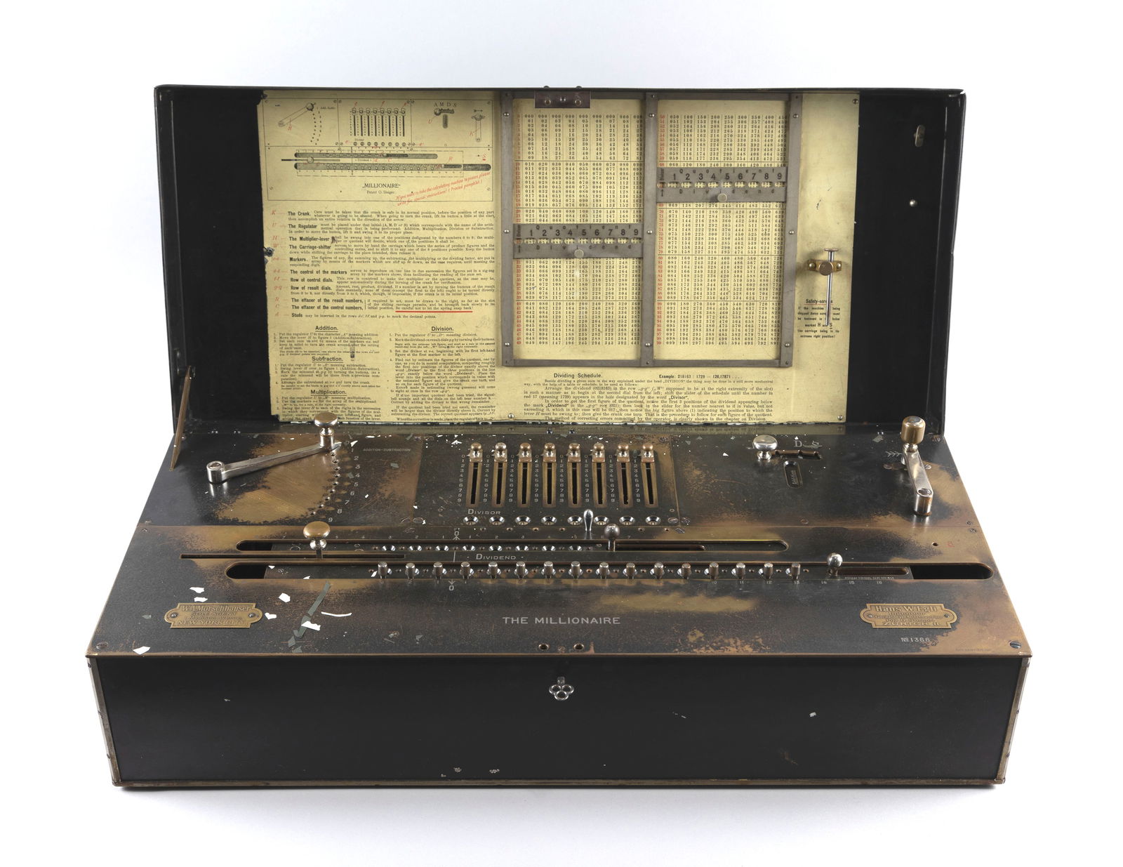 "MILLIONAIRE" CALCULATING MACHINE Late 19th/Early 20th Century Case height 7". Width 25.5". Depth (1 of 6)