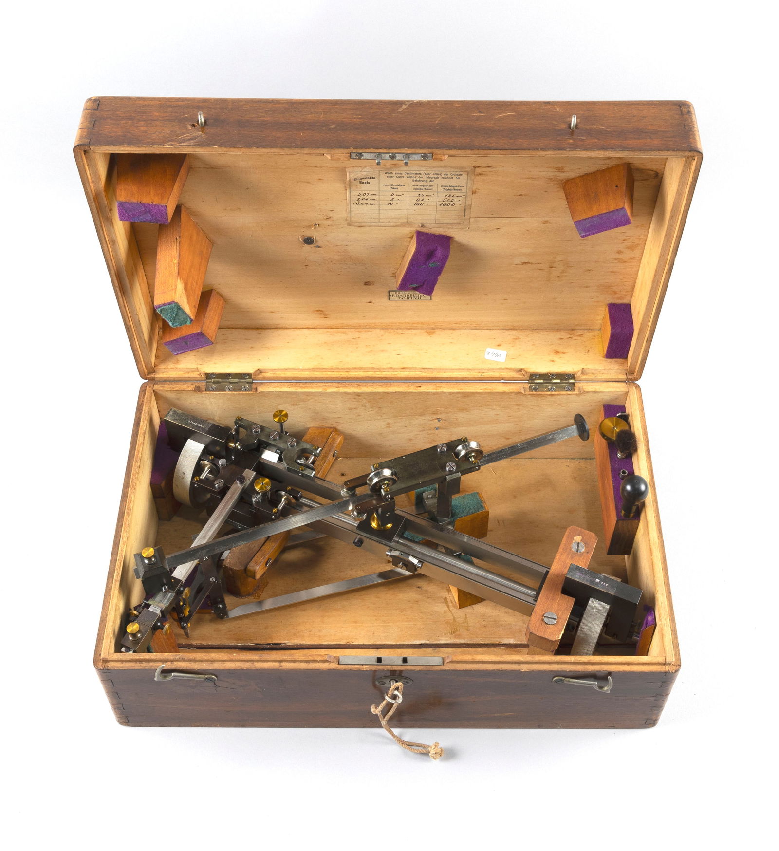 CASED CORADI PLANIMETER Late 19th Century Case height 7". Width 18". Depth 11". (1 of 5)