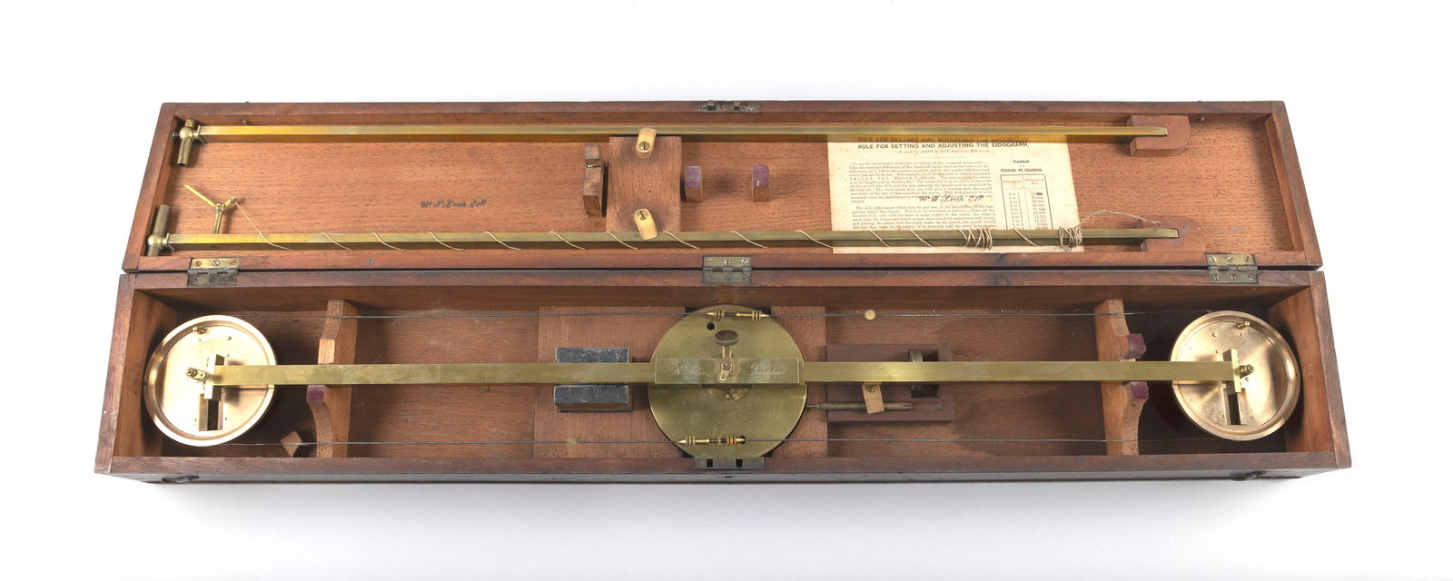 CASED R. ADIE BRASS EIDOGRAPH London, Late 19th Century Case height 4.25". Width 13.5". Depth 5.75". (1 of 3)