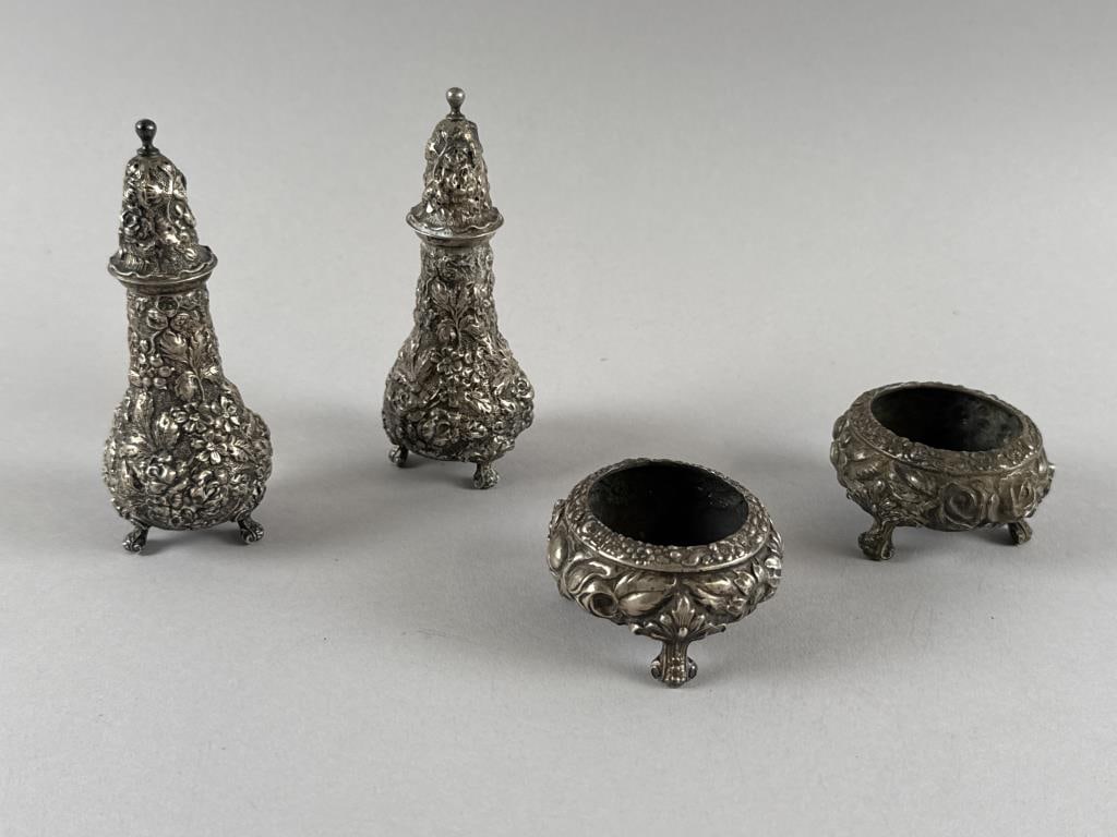FOUR STIEFF STERLING SILVER SALTS AND PEPPERS Baltimore, Late 19th/Early 20th Century Approx. 7.6 (1 of 4)