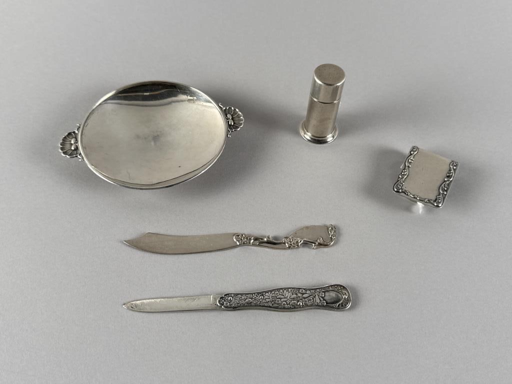 FIVE STERLING SILVER COLLECTIBLES INCLUDING TIFFANY AND JENSEN 20th Century Approx. 4.5 troy oz. (1 of 6)